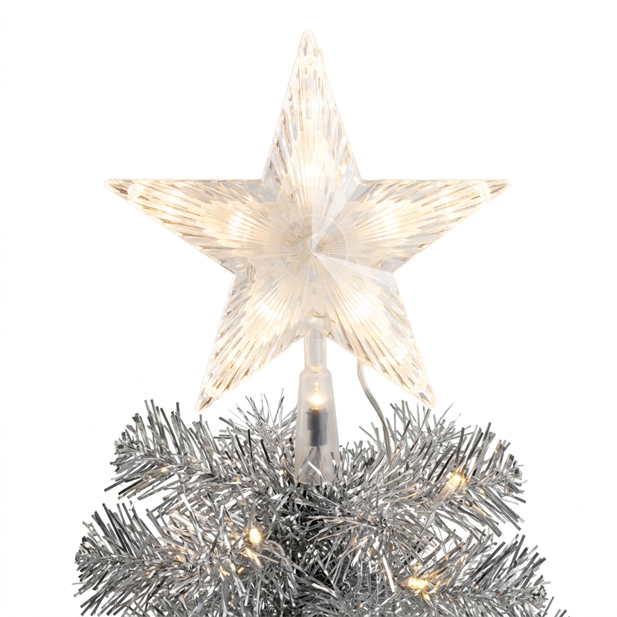 Spiral Weihnachtsbaum 150 cm mit 120 LED und Stern Spitze - grün oder silber - Künstlicher Tannenbaum warm weiß beleuchtet für Außen und Innen