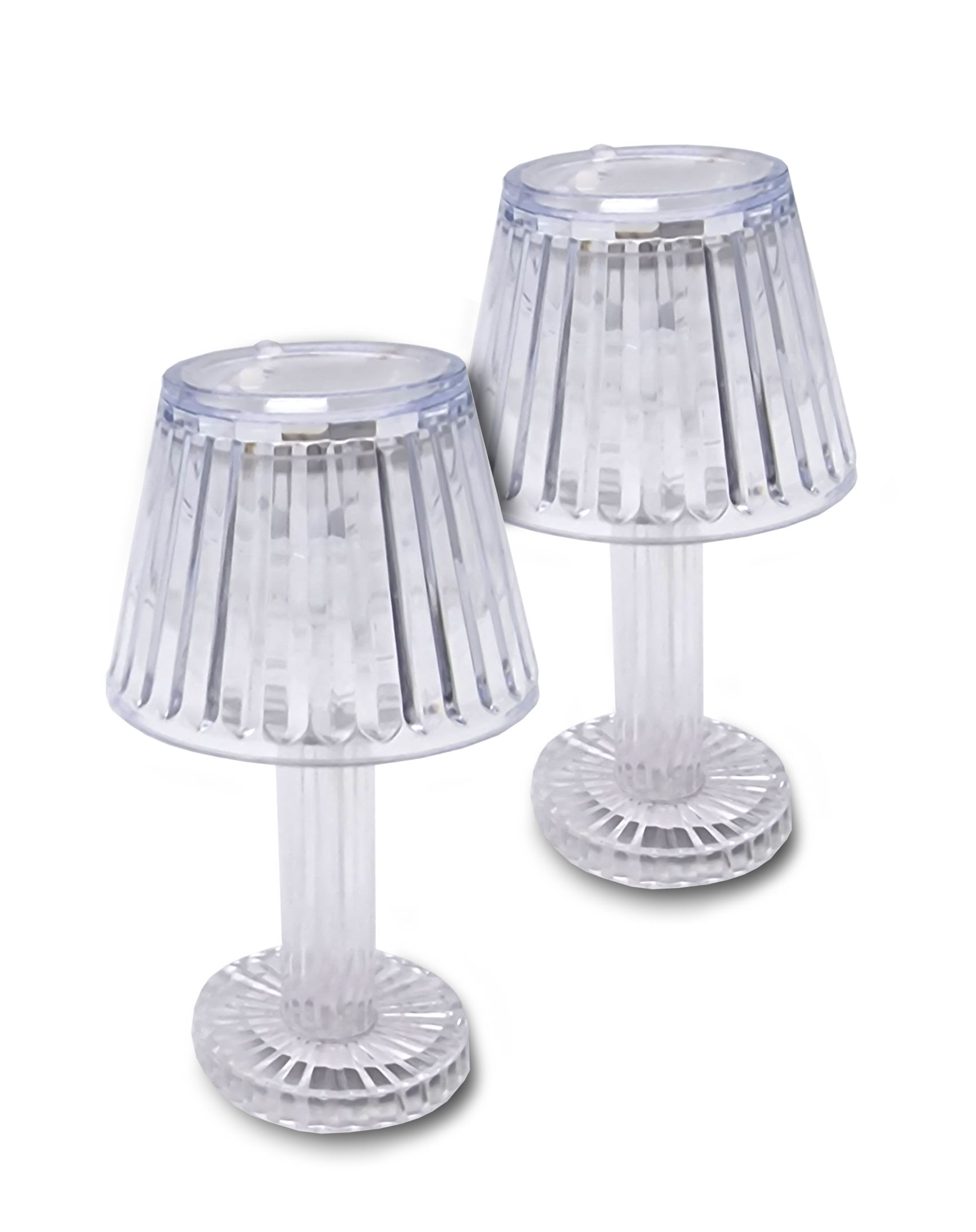 LED Mini Tischleuchte warm weiß in Kristall Optik - gerade oder konisch / 12 cm - Kleine moderne Deko Tisch Lampe Batterie betrieben
