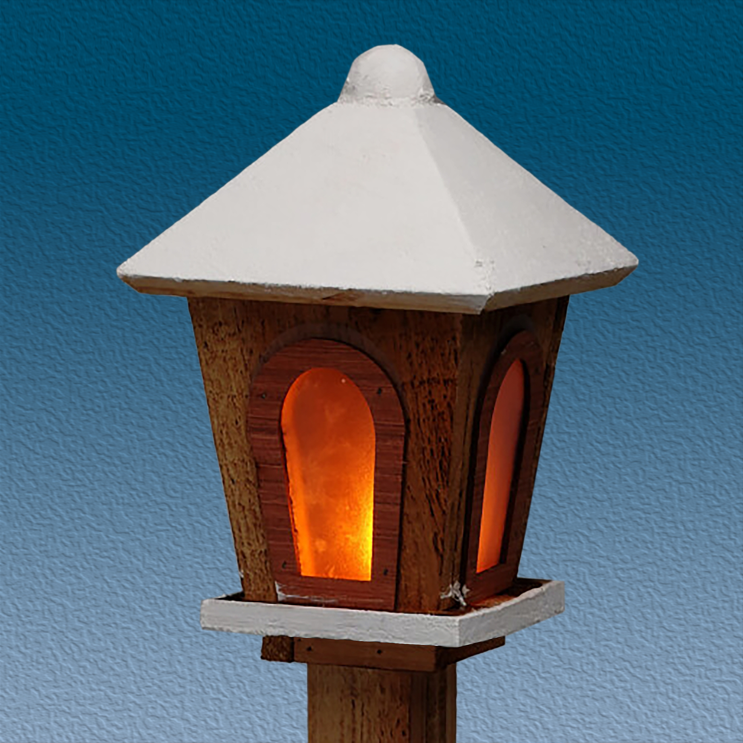 Holz Laterne mit 23 LED in warm weiß - 75 cm - Weihnachts Deko Leuchte Batterie betrieben
