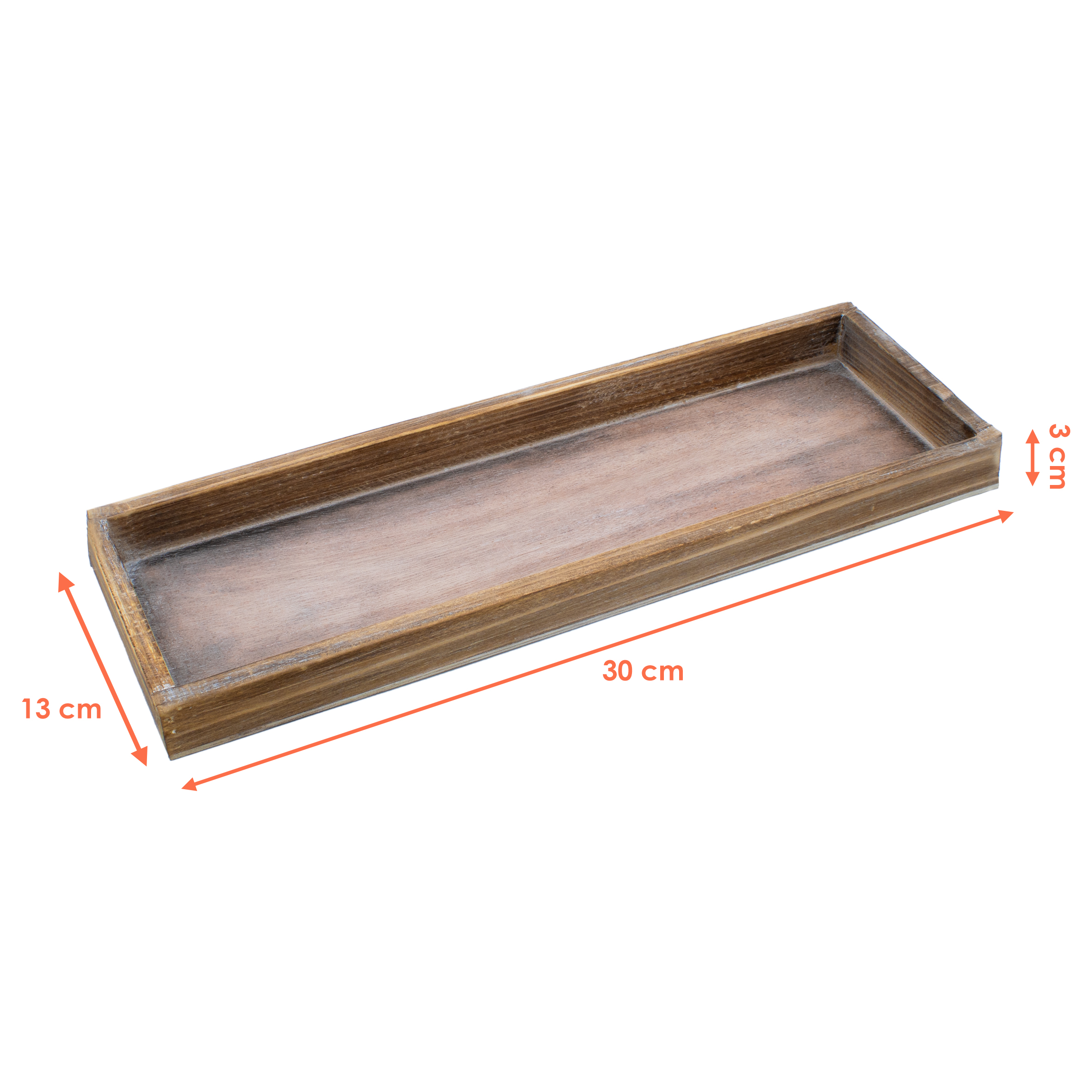 Vintage Holz Kerzentablett braun - 40 x 13 cm - Holz Dekotablett rechteckig