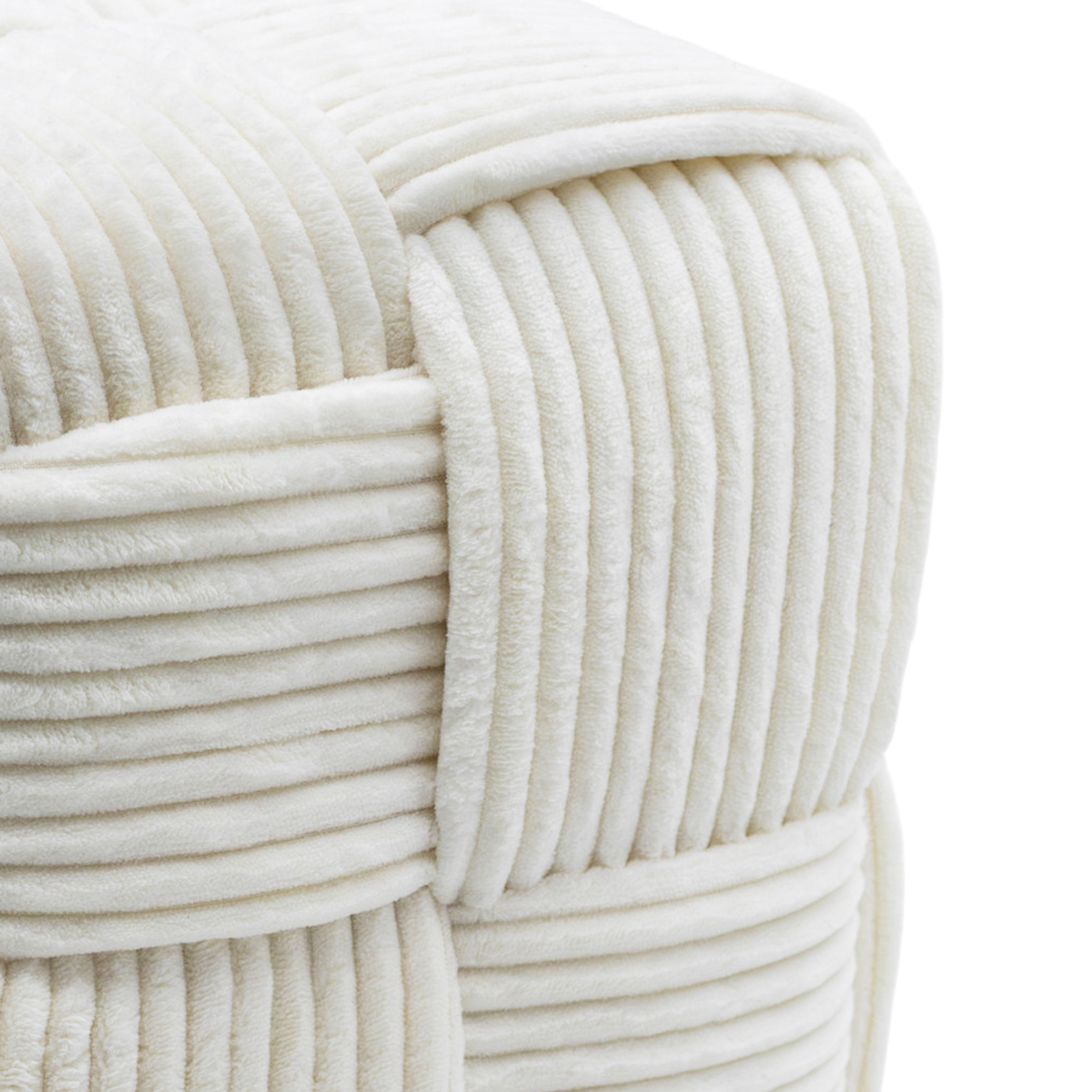 Deko Kord Sitz- oder Fußhocker in creme - ca. 30 x 30 cm - Fuß Hocker mit Stoff Bezug