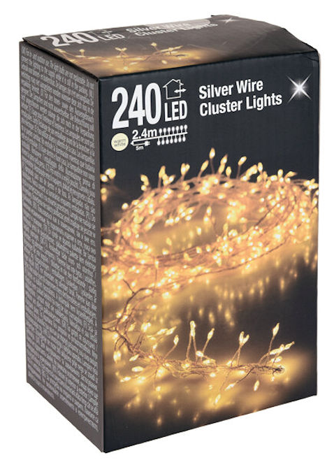 Silver Wire CLUSTER Lights - 240 LED / 2,4 m
