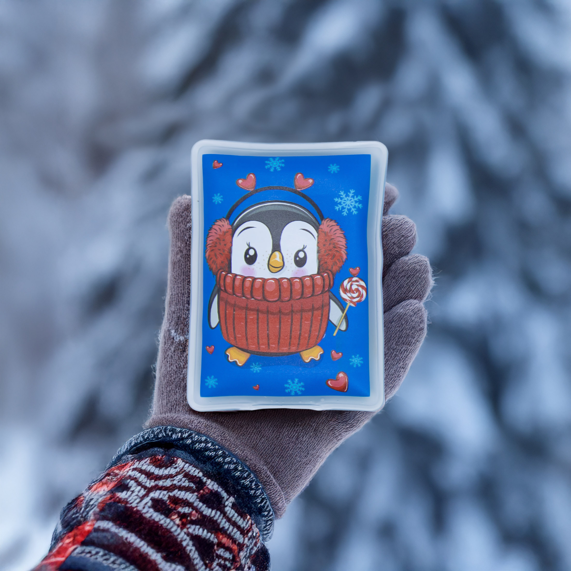 Taschenwärmer wiederverwendbar 4er Set - PINGUINE eckig - Kinder Handwärmer für unterwegs