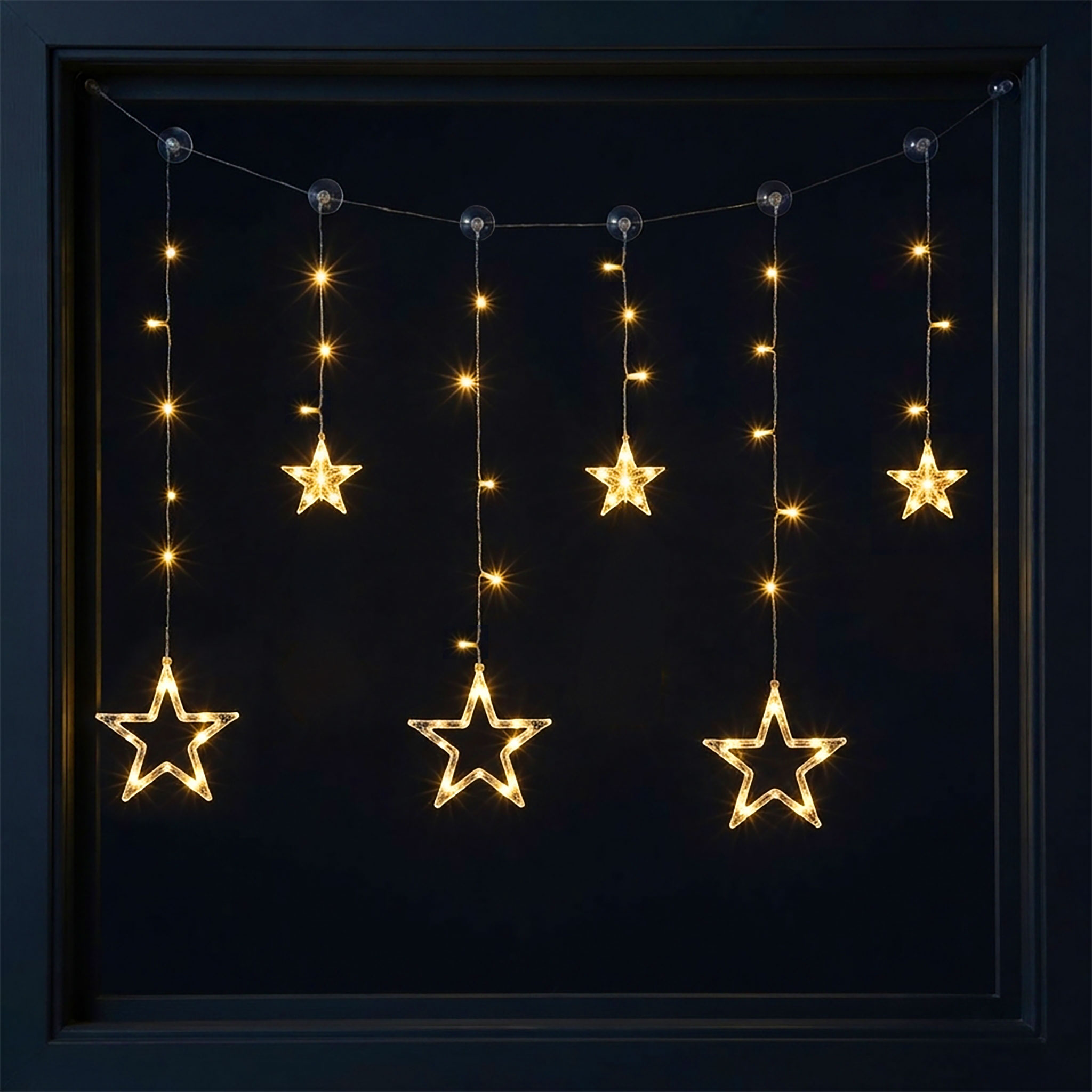 LED Sternenvorhang 100x80 cm - 63 LED warmweiß - Fenster Deko Stern Lichterkette