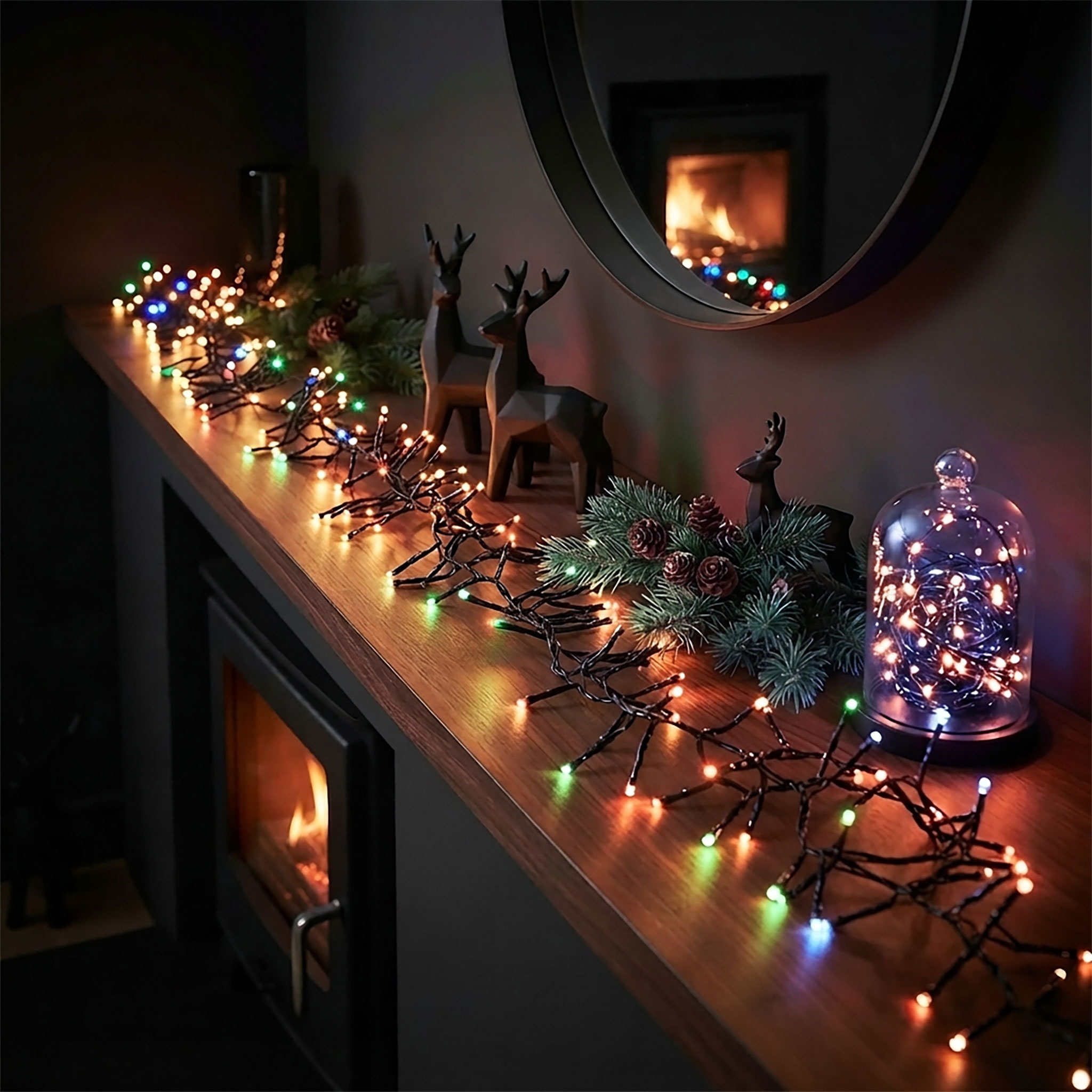 LED Lichterkette bunt mit 8 Leuchtfunktionen - 192 LED - Weihnachts Beleuchtung mit Timer Batterie betrieben