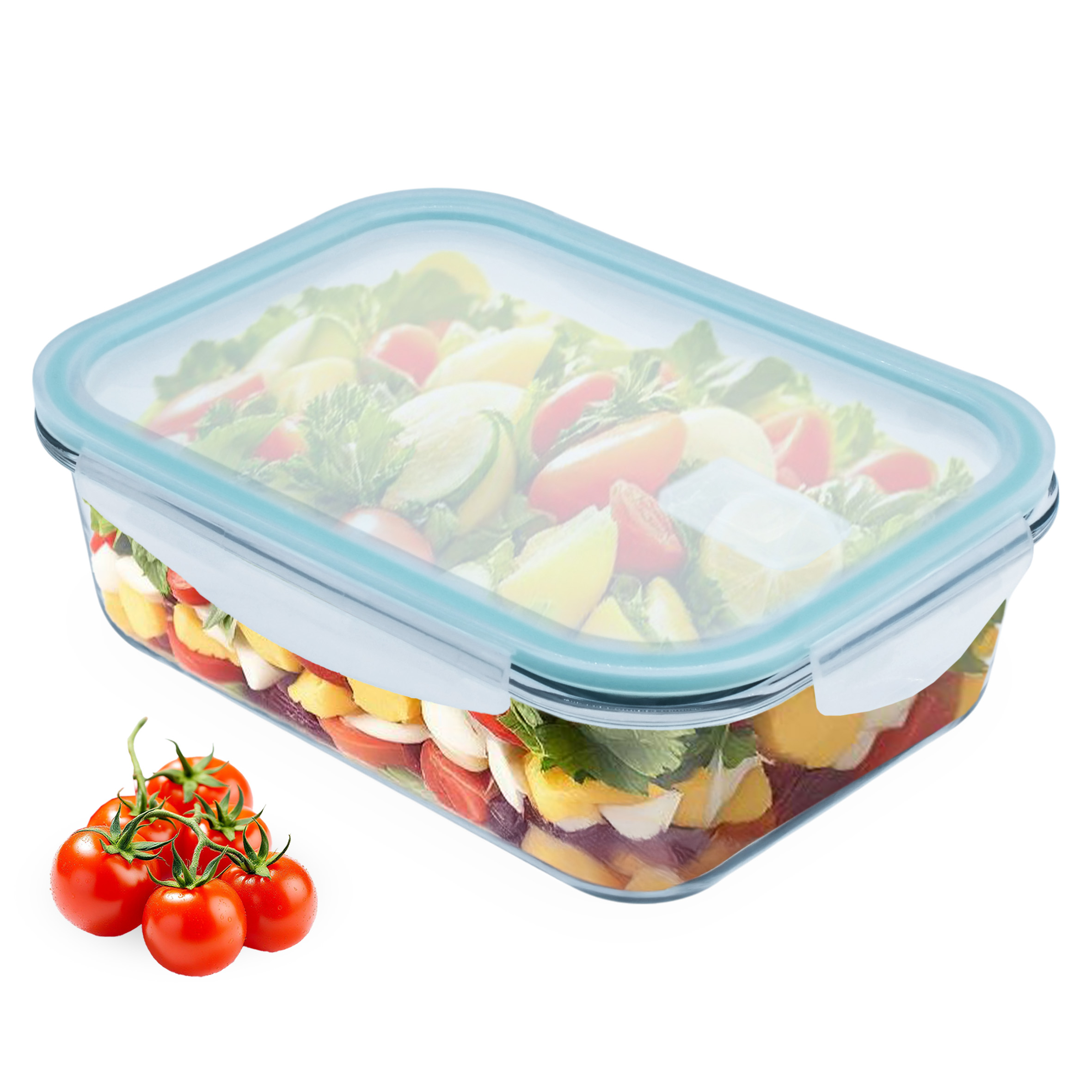 Glas Frischhaltedose mit Kunststoff Deckel - 1480 ml - Meal Prep Lebensmittelbox Mikrowellen geeignet