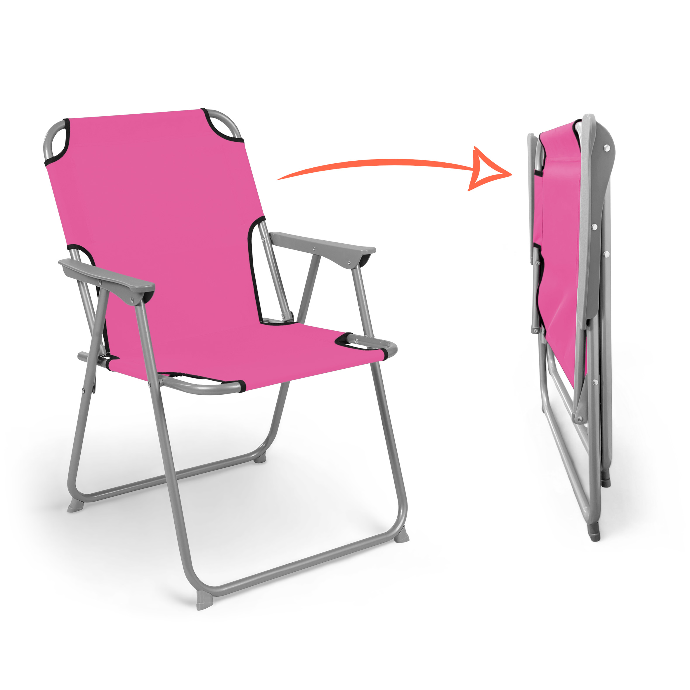 Camping Klappstuhl pink belastbar bis 120 kg - 2er Set - Klassischer Campingstuhl klappbar