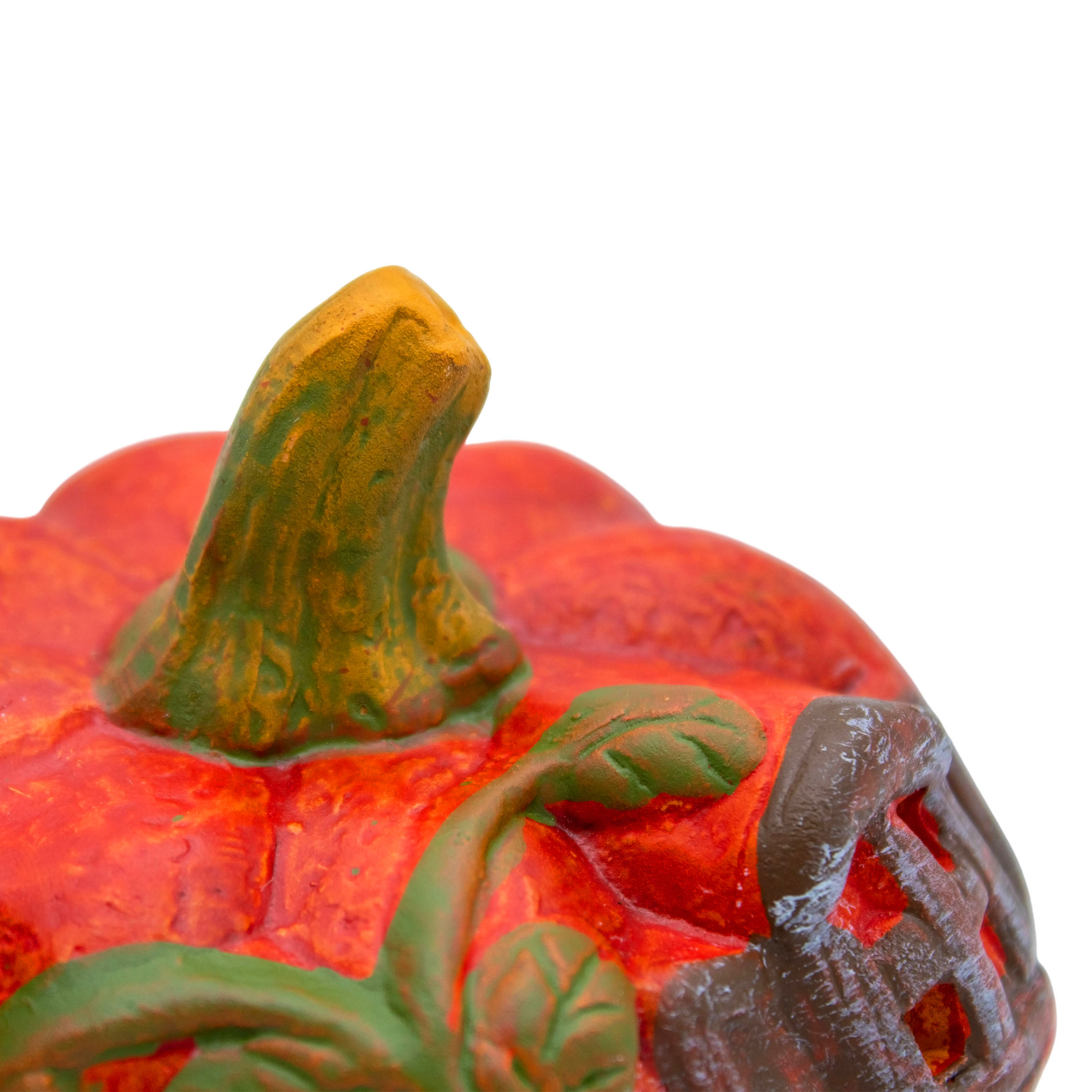 LED Kürbis Haus aus Ton mit Timer batteriebetrieben - 12 cm - Herbstdeko Zierkürbis aus Steinzeug warm weiß beleuchtet