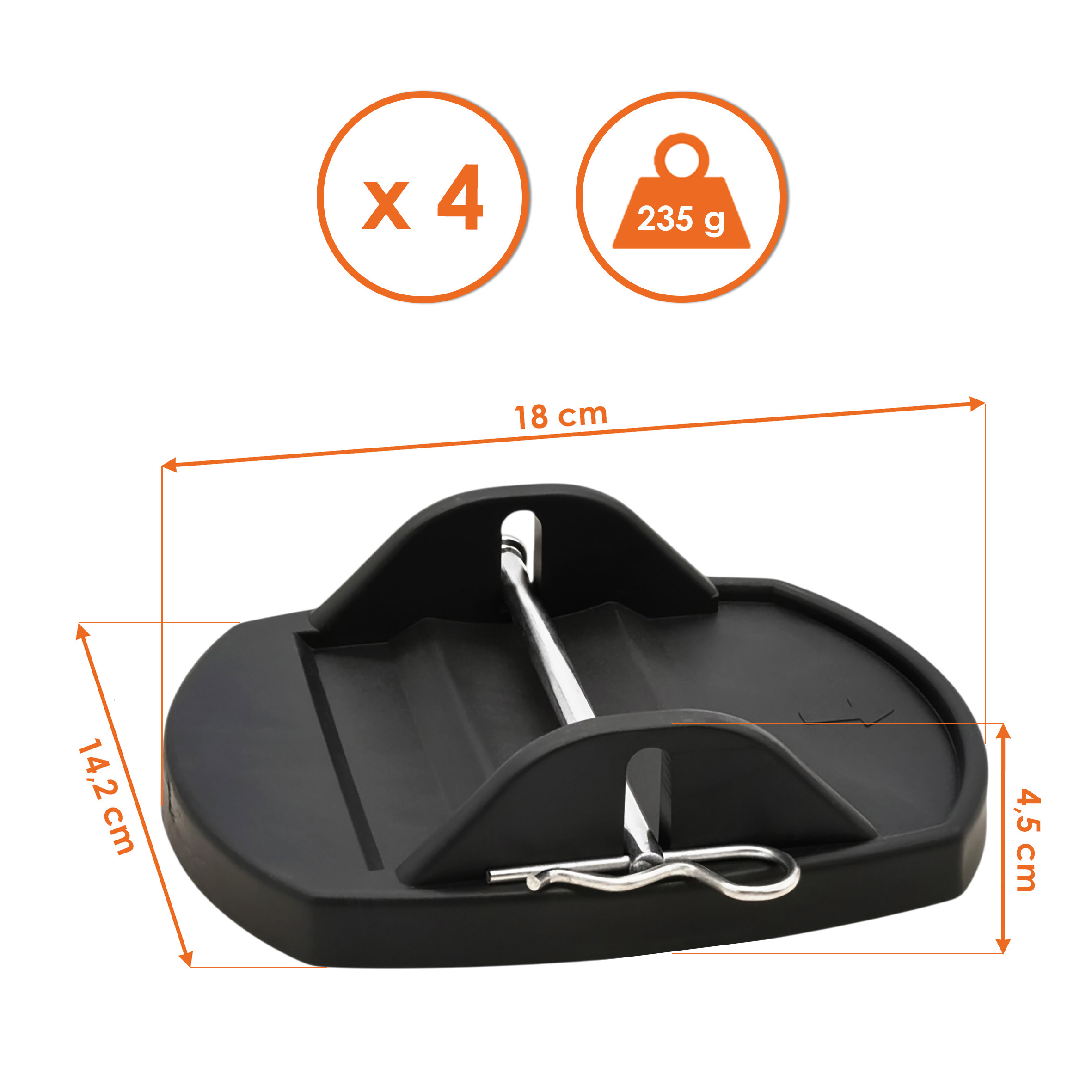 Stützplatten für Wohnwagen Stützen 18 x 14 cm schwarz - 4er Set - Stützfüße für Wohnmobile aus hochdichtem Polyethylen