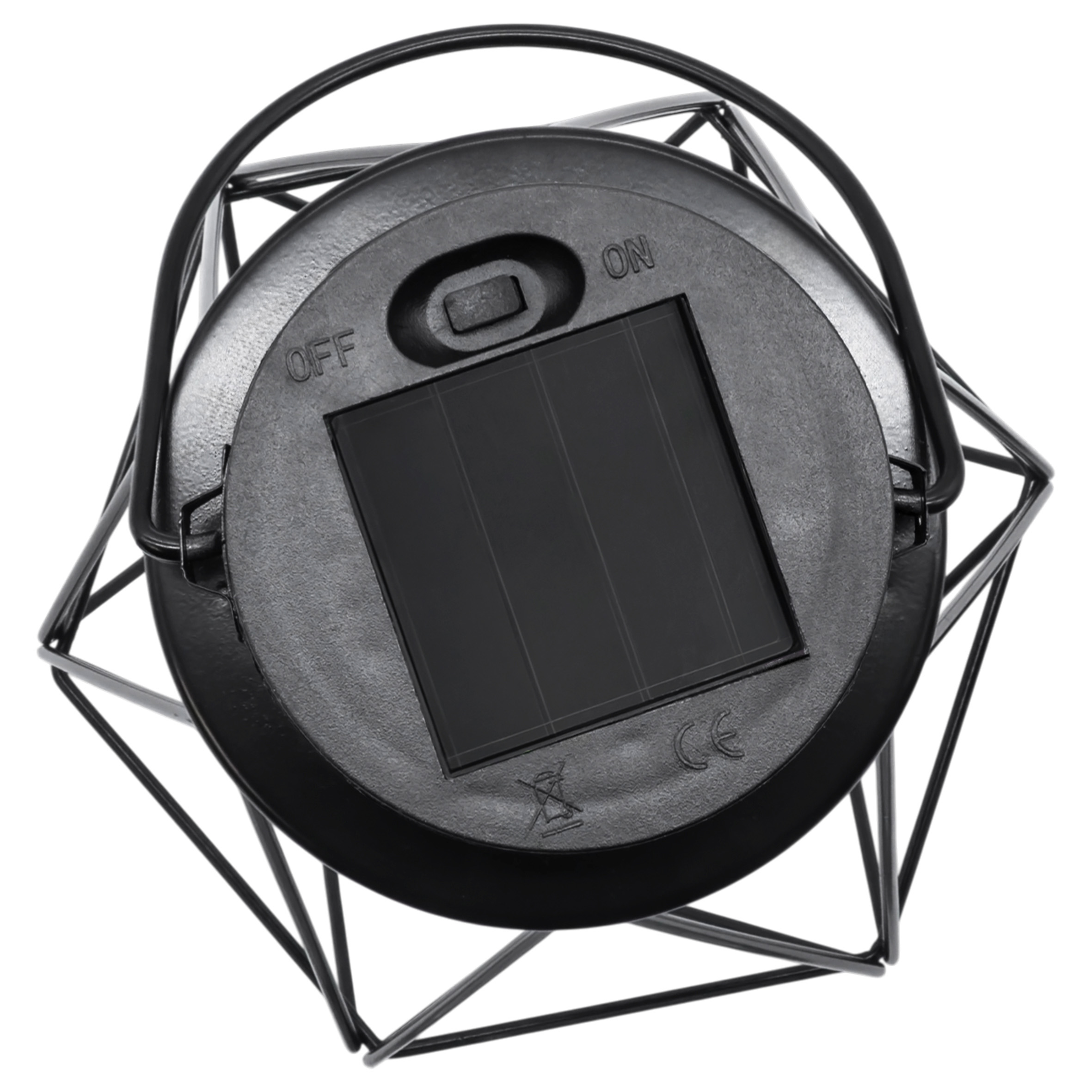 Solar Laterne schwarz 18 x 15 cm zum Hängen oder Stellen - 2er Set - Industrial Design Dekoleuchte mit LED Glühbirne warm weiß