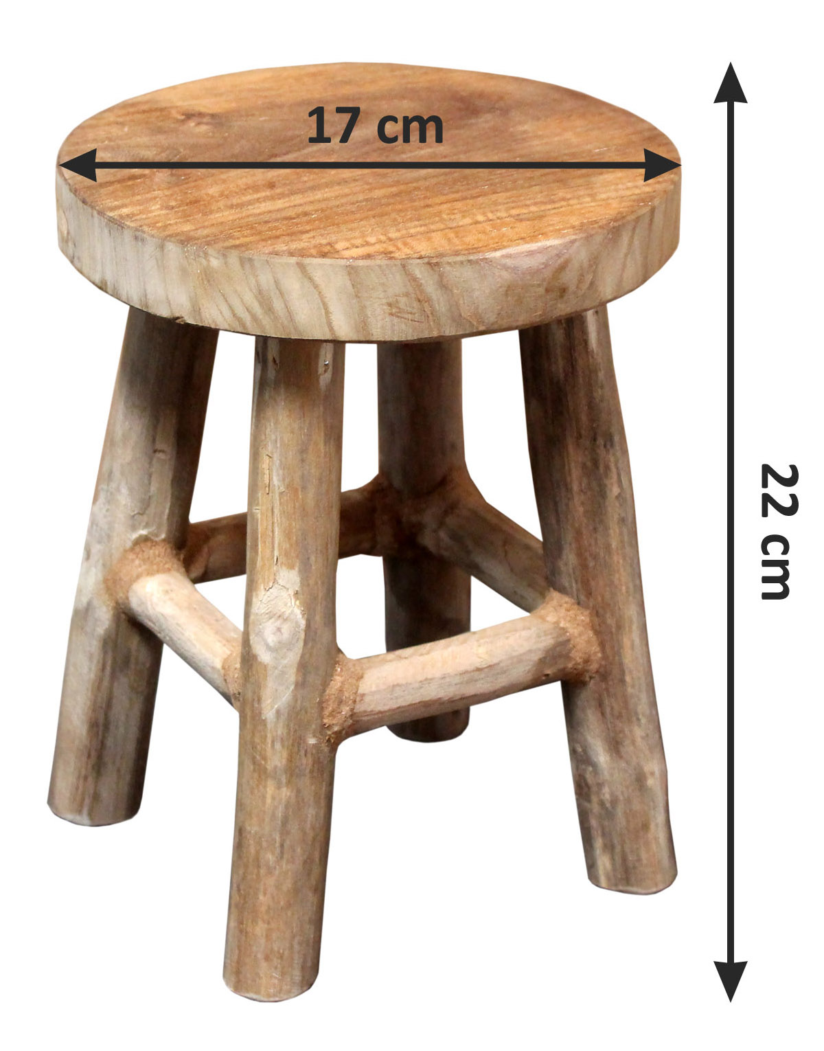 Teak Blumenhocker rund - Farbe und Größe wählbar - Holz Pflanzen Hocker mit 4 Füßen - Echtholz Deko Massivholz Blumen Pflanzen Ständer