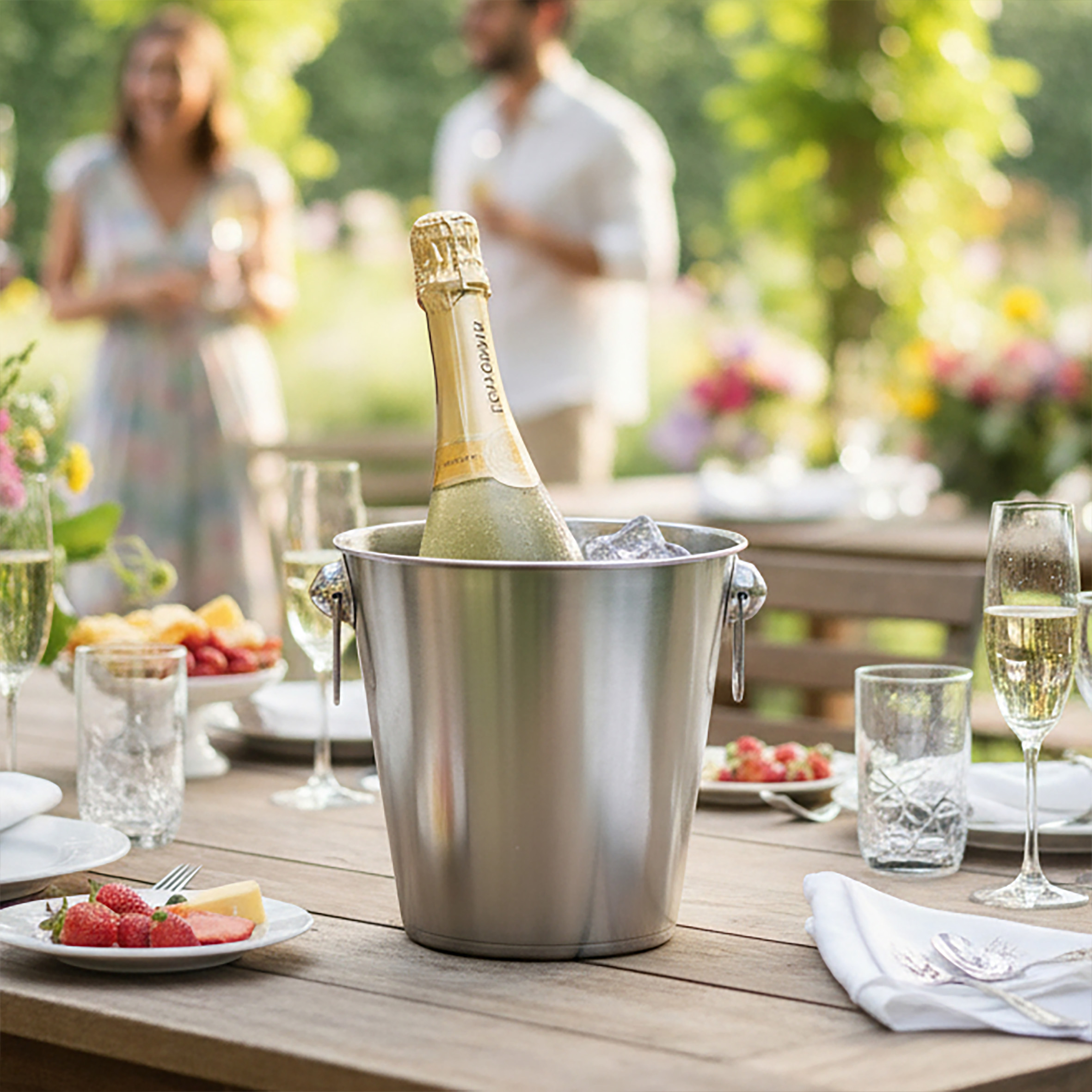 Edelstahl Sektkühler silber matt - 20 cm