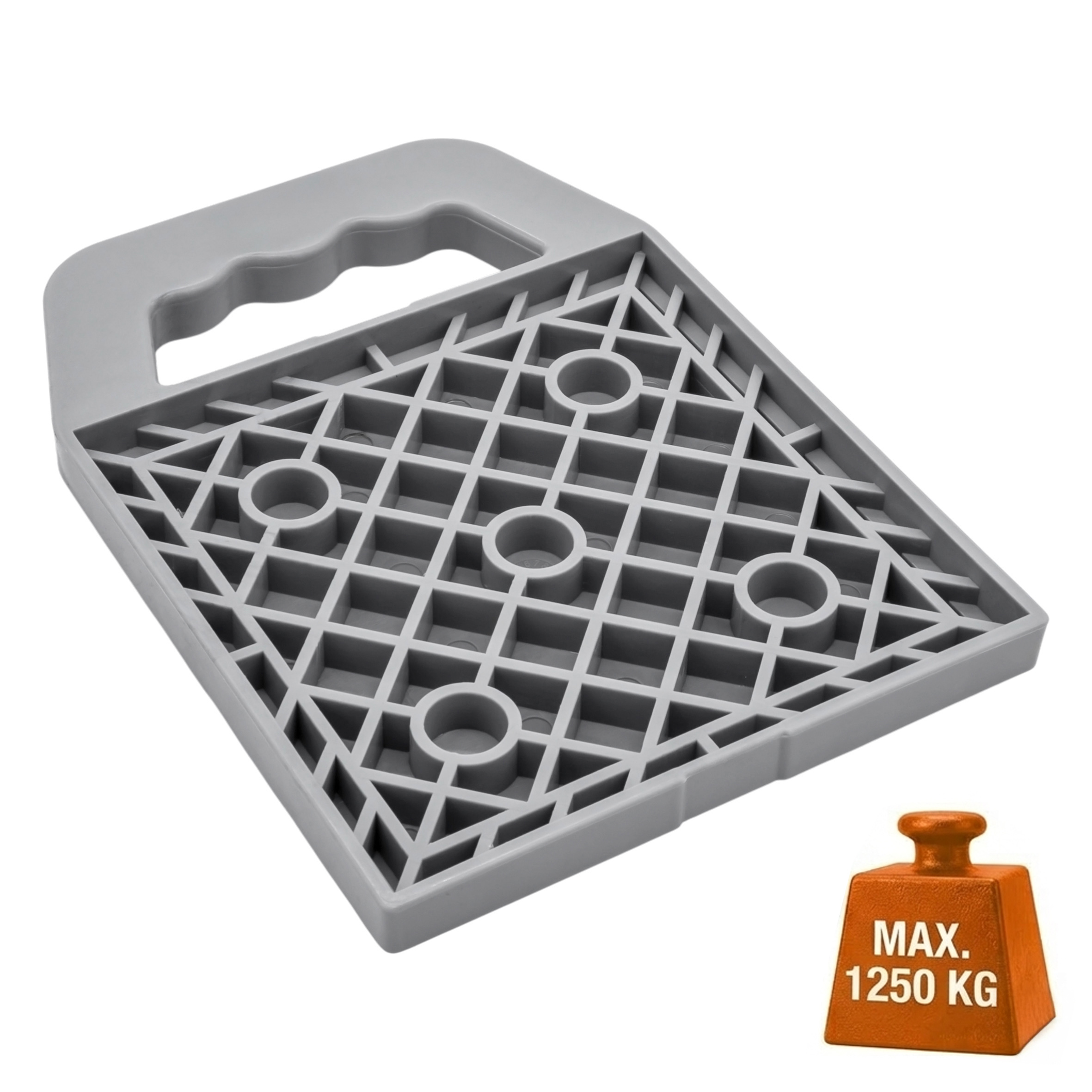 Unterlegplatten für Wohnwagen Stützen 22 x 16 cm grau stapelbar - 4er Set - Stützplatten für Wohnmobil Stützblöcke aus hochdichtem Polyethylen