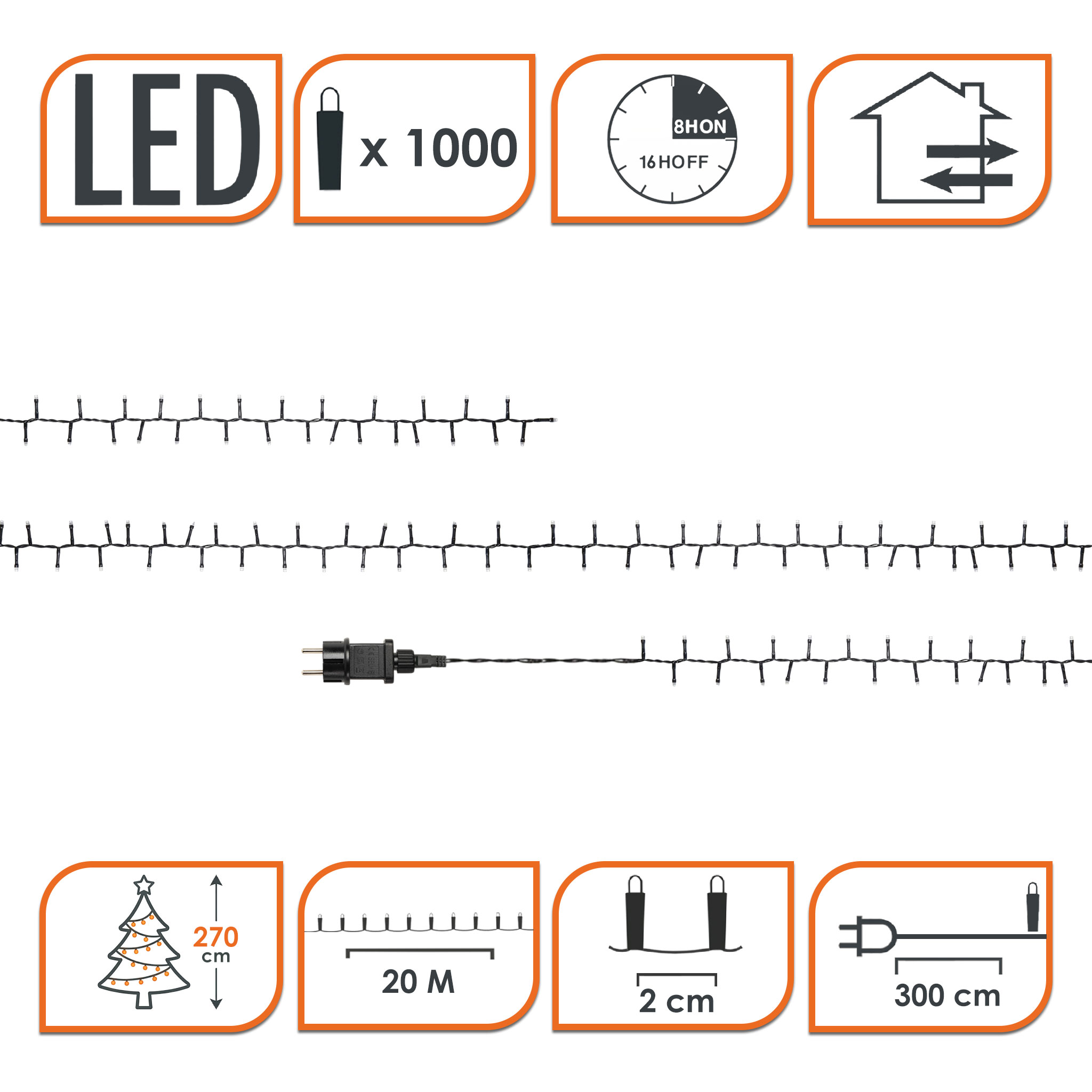 LED Weihnachts Lichterkette bunt - 3 Längen - Multicolor Garten Deko Baum Beleuchtung mit 8 Funktionen und Speicher-Chip