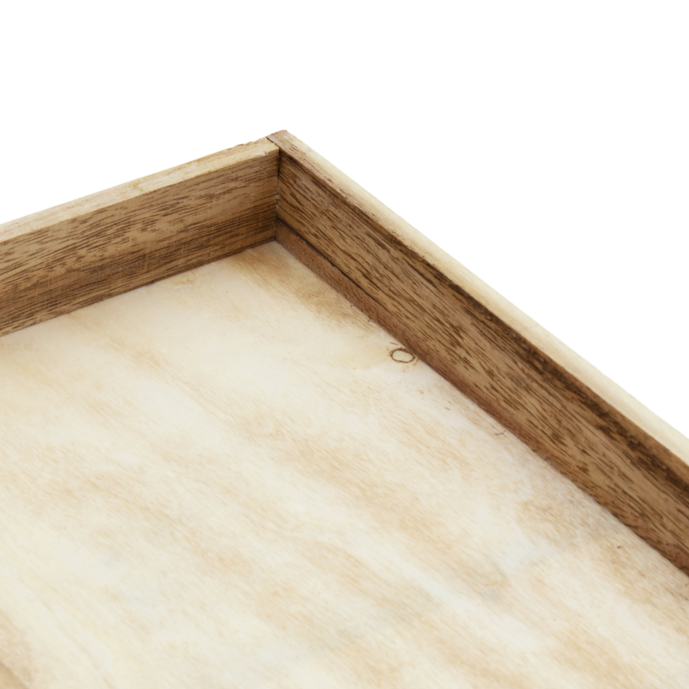 Holz Kerzentablett geflammt rechteckig 3er Set  - 60 / 42 / 30 cm - Dekotablett naturbelassen mit erhöhtem Rand