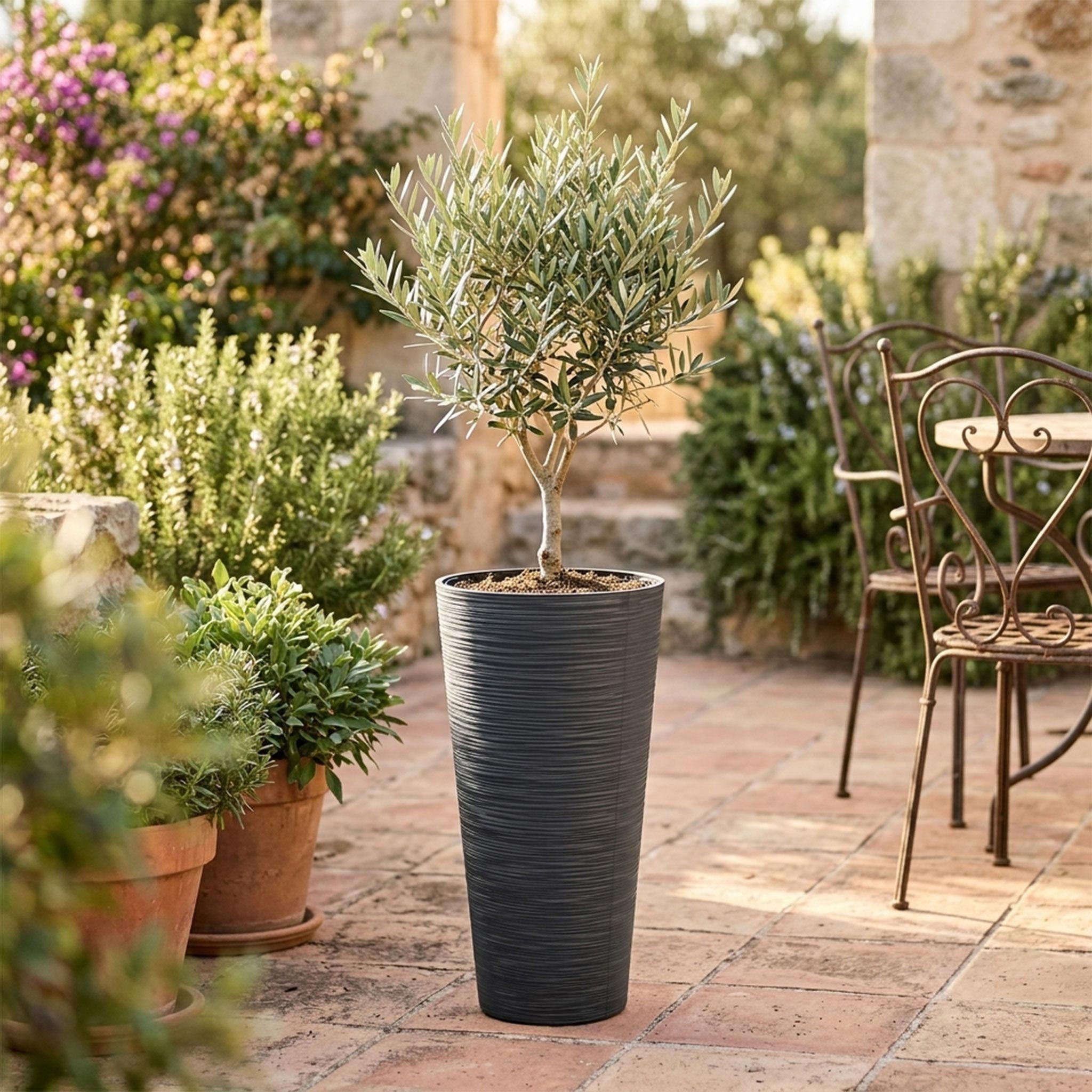 Kunststoff Blumentopf konisch in anthrazit - 58 x 30 cm