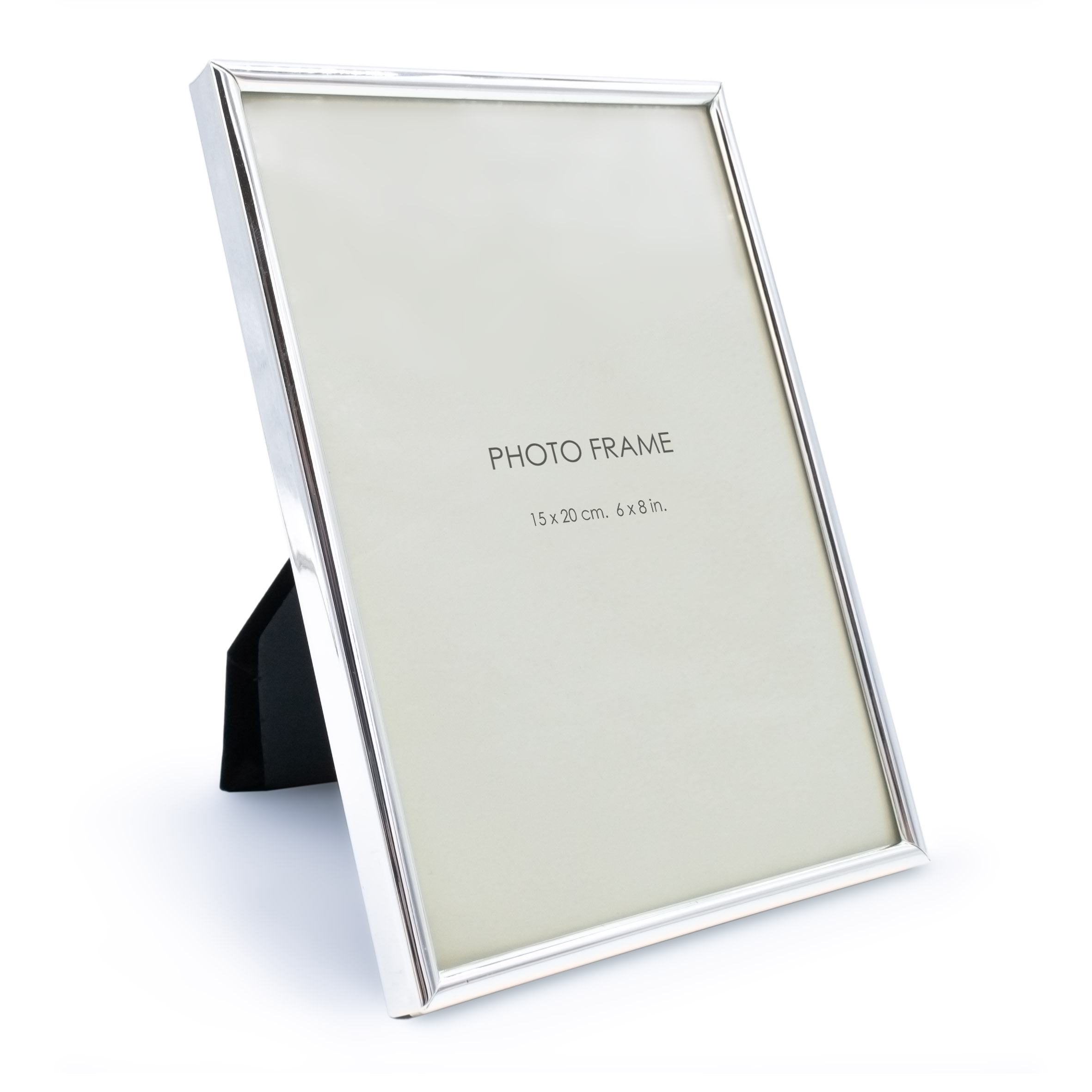 Fotorahmen zum Stellen aus Metall in silber - für 15 x 20 cm - Gerundeter Bilderrahmen rechteckig für Hoch- und Querformat Fotos