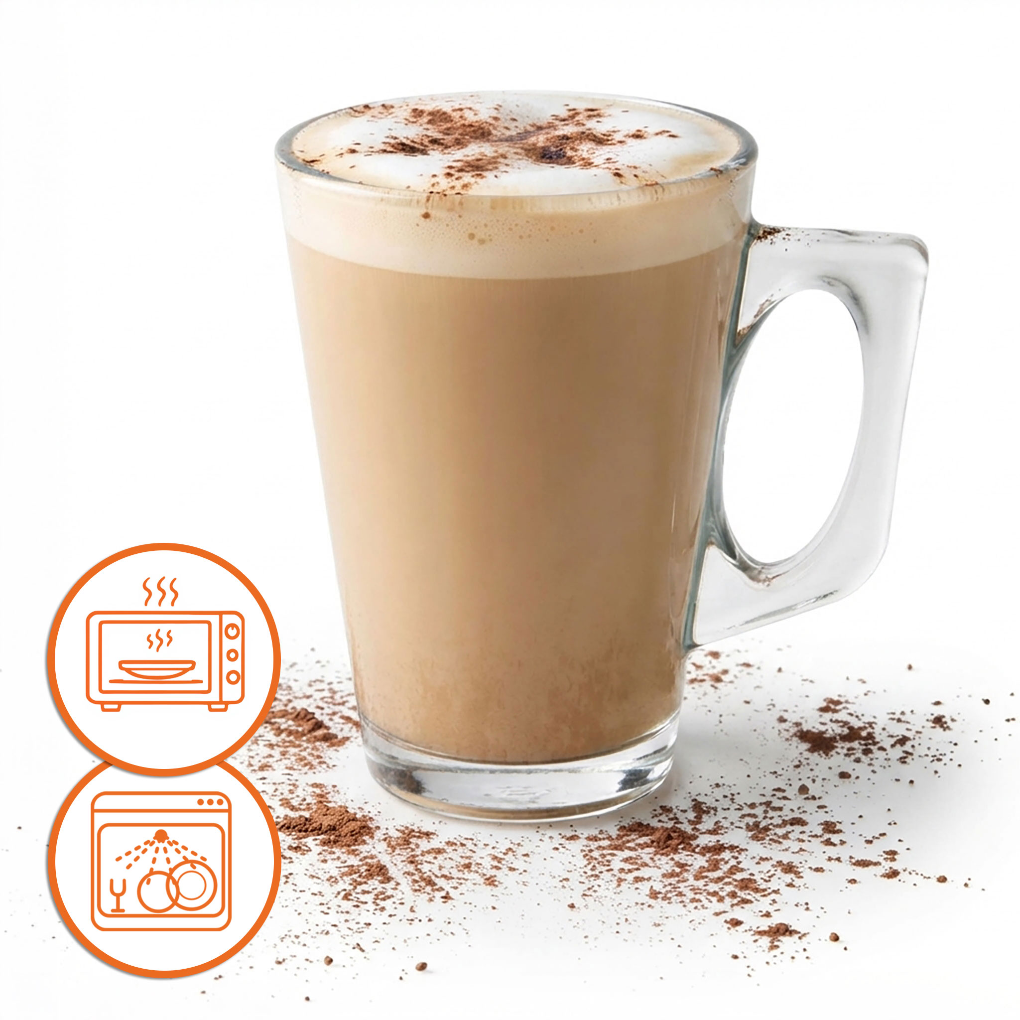 Cappuccino Glas konisch mit Henkel 255 ml - 6er Set - Latte Macchiato Kaffeeglas klar mit Griff