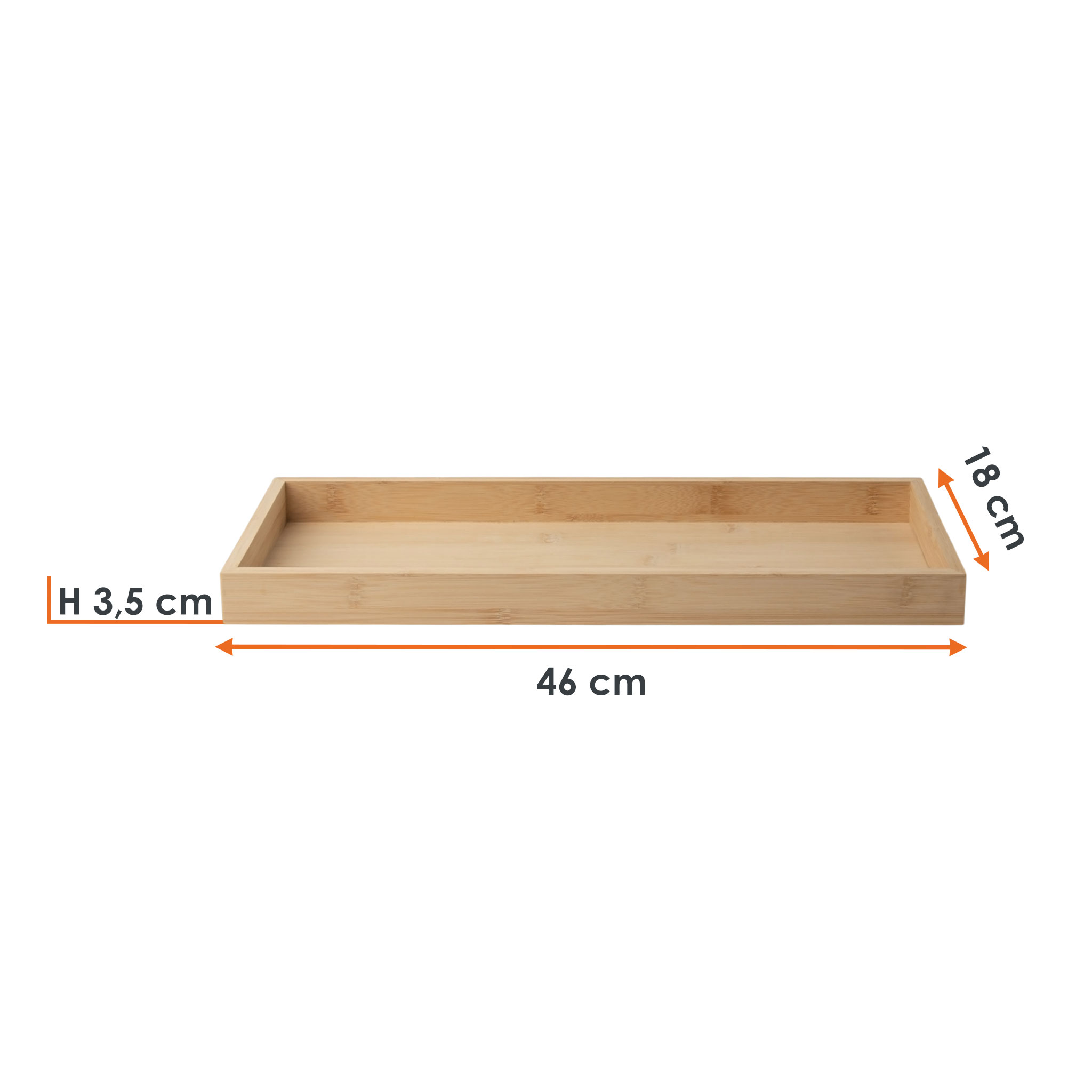 Bambus Kerzentablett rechteckig mit Rand - 46 x 18 cm - Deko Holztablett naturbelassen für Kerzen und Deko