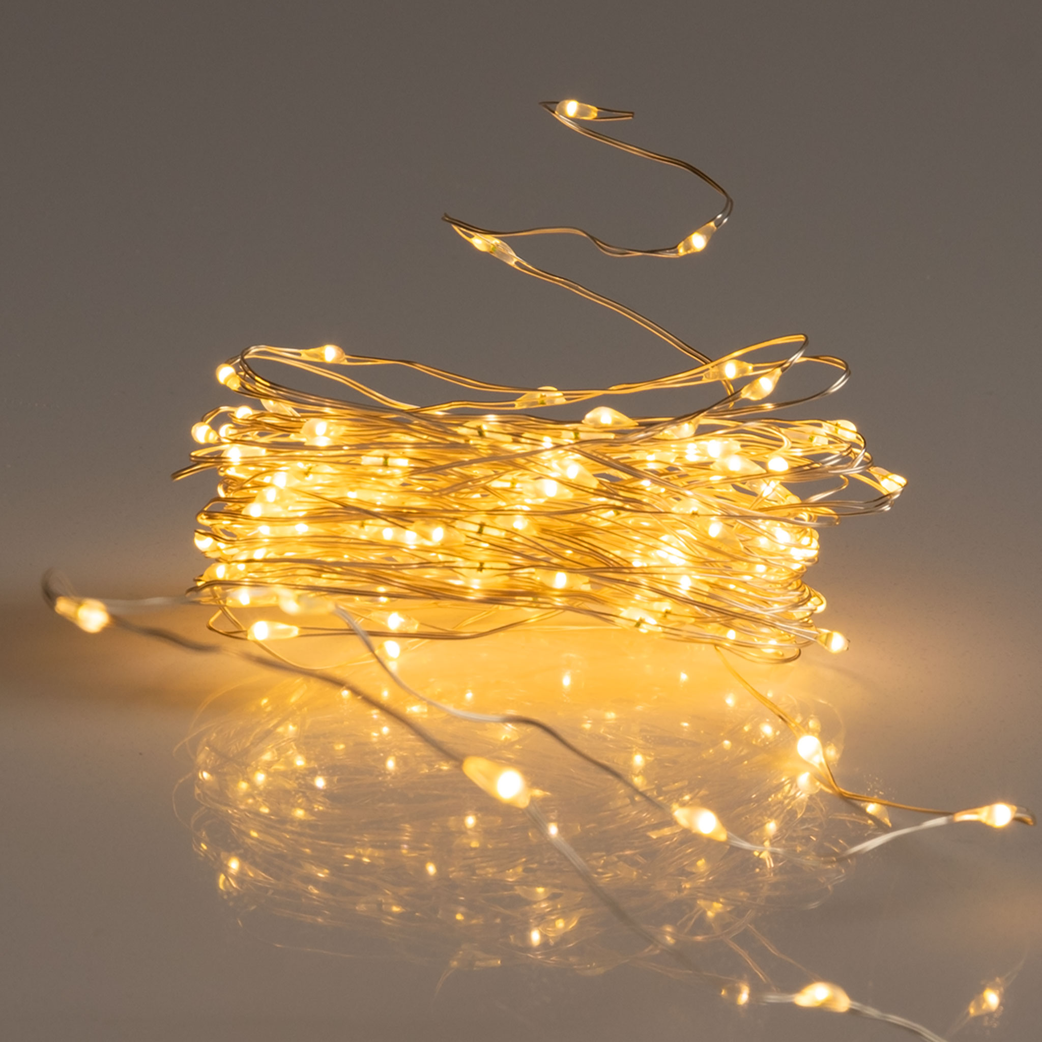 Draht Lichterkette 80 LED / 395 cm - warm weiß - Deko Beleuchtung für Außen und Innen