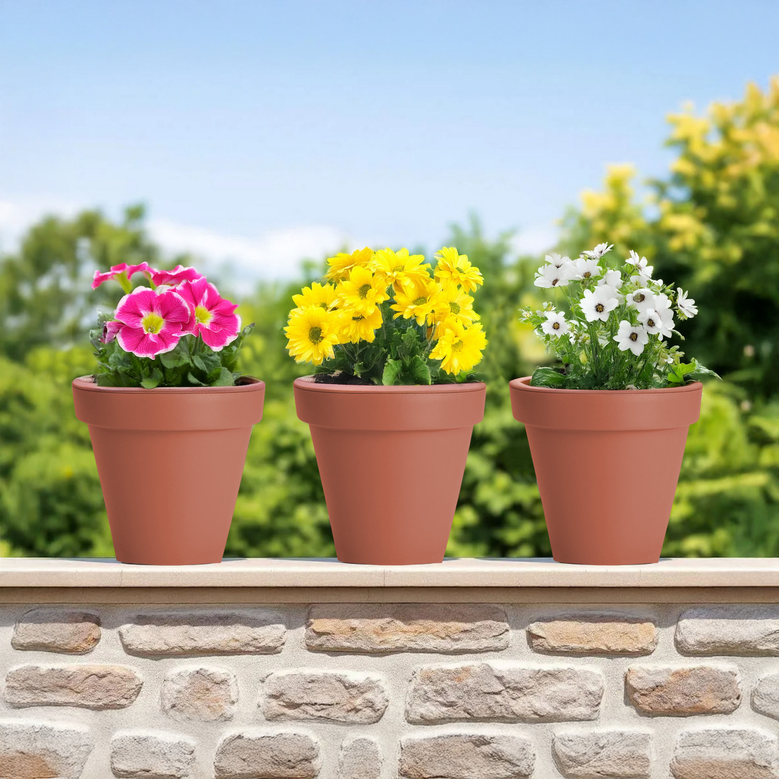 Kunststoff Pflanzkübel XXS rund - Ø 20 cm / terracotta - Garten Blumenkübel klein