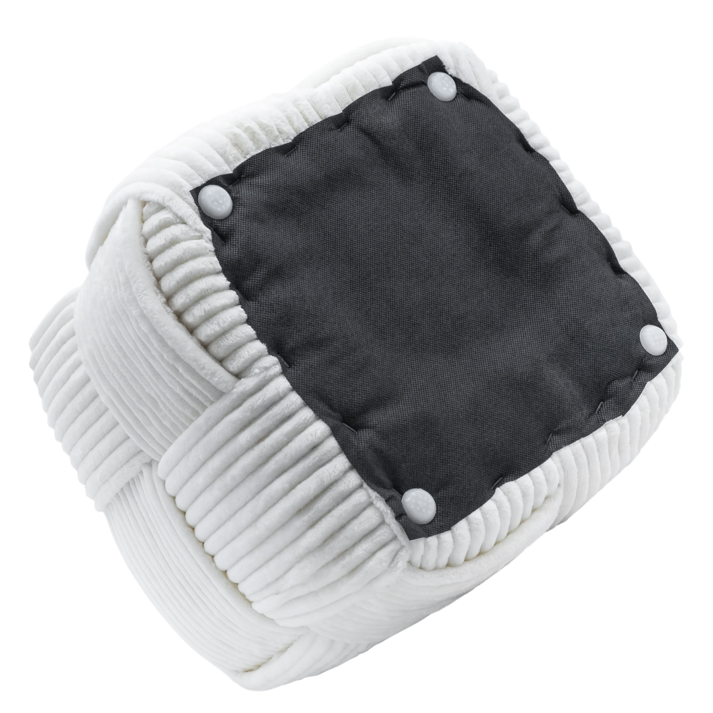 Deko Kord Sitz- oder Fußhocker in creme - ca. 30 x 30 cm - Fuß Hocker mit Stoff Bezug