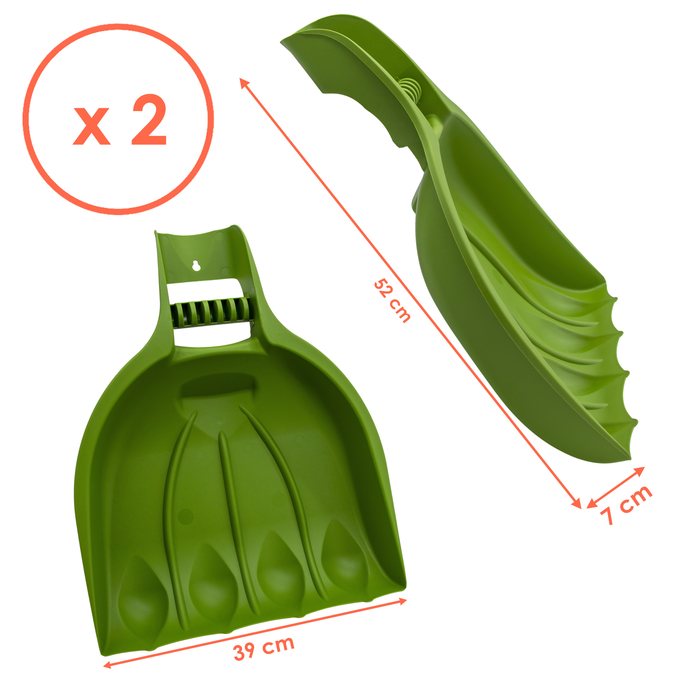 XL Laubkralle aus Kunststoff grün - 2er Set - Laubgreifer Handschaufeln 52 x 39 cm