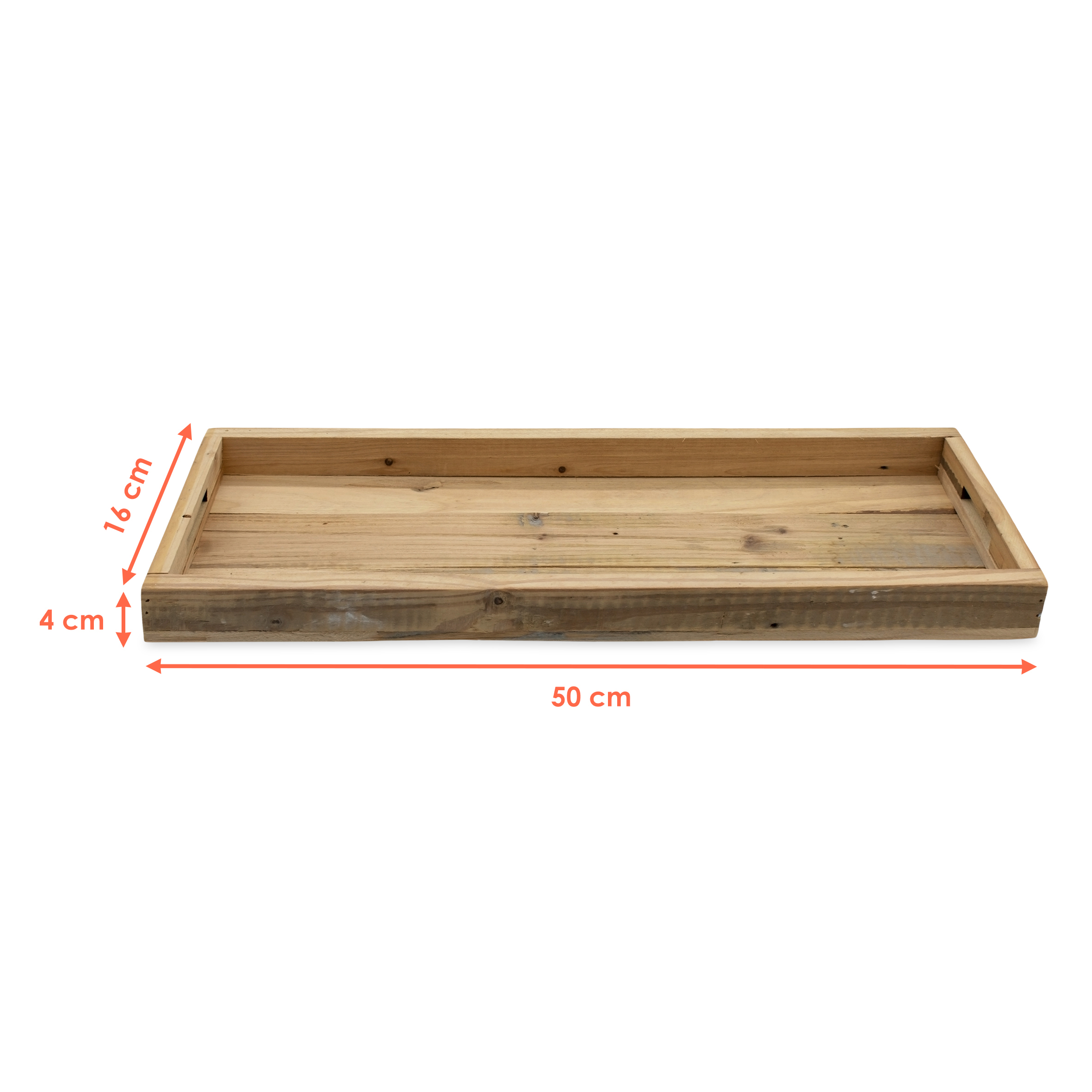 Holz Dekotablett natur mit Rand - 50 x 16 cm - Kerzentablett rechteckig mit Griffen
