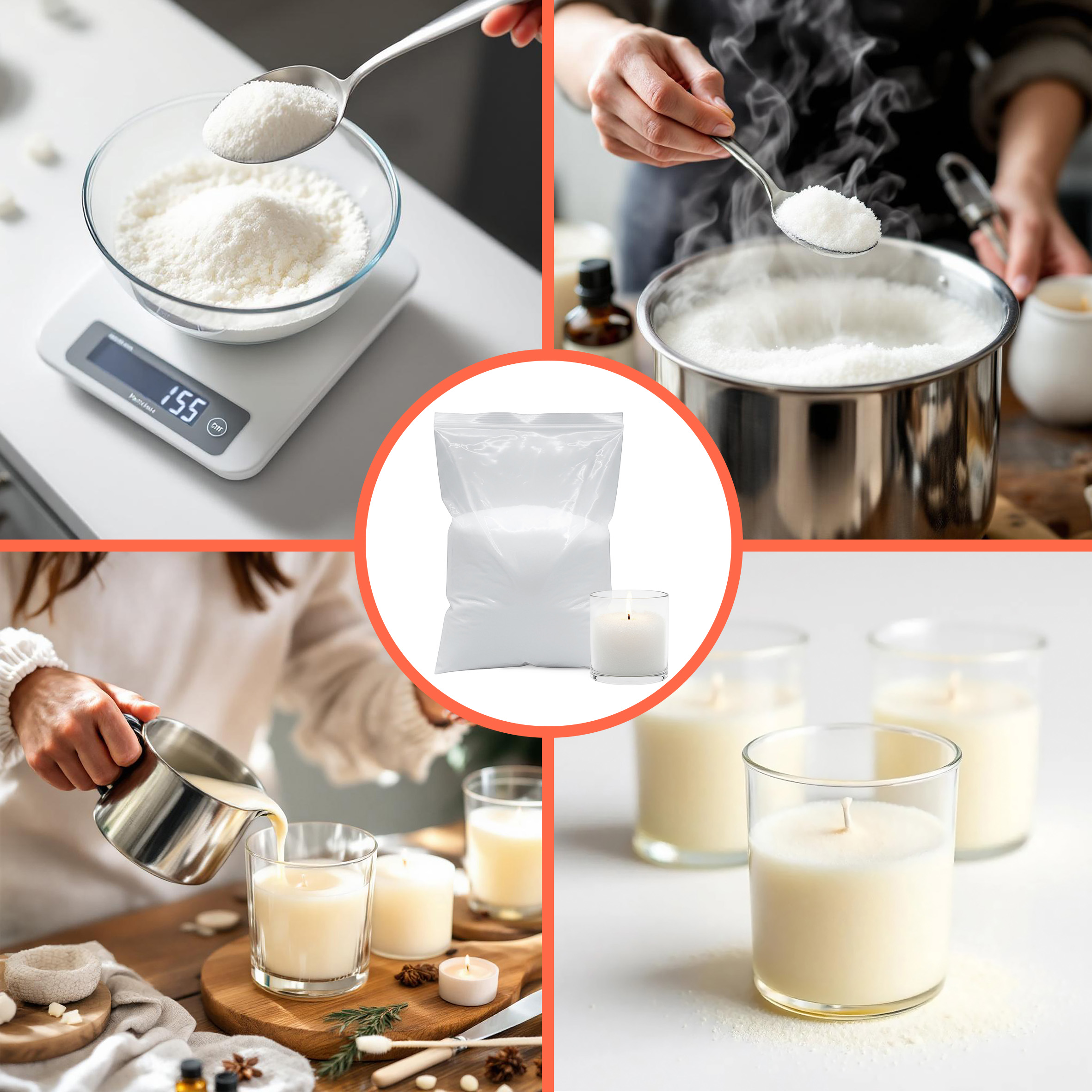 Hochwertiges Paraffinwachs weiß unparfümiert inklusive 10 Dochte - 1kg - Wachsgranulat geruchsneutral zum Schmelzen und herstellen von Kerzen
