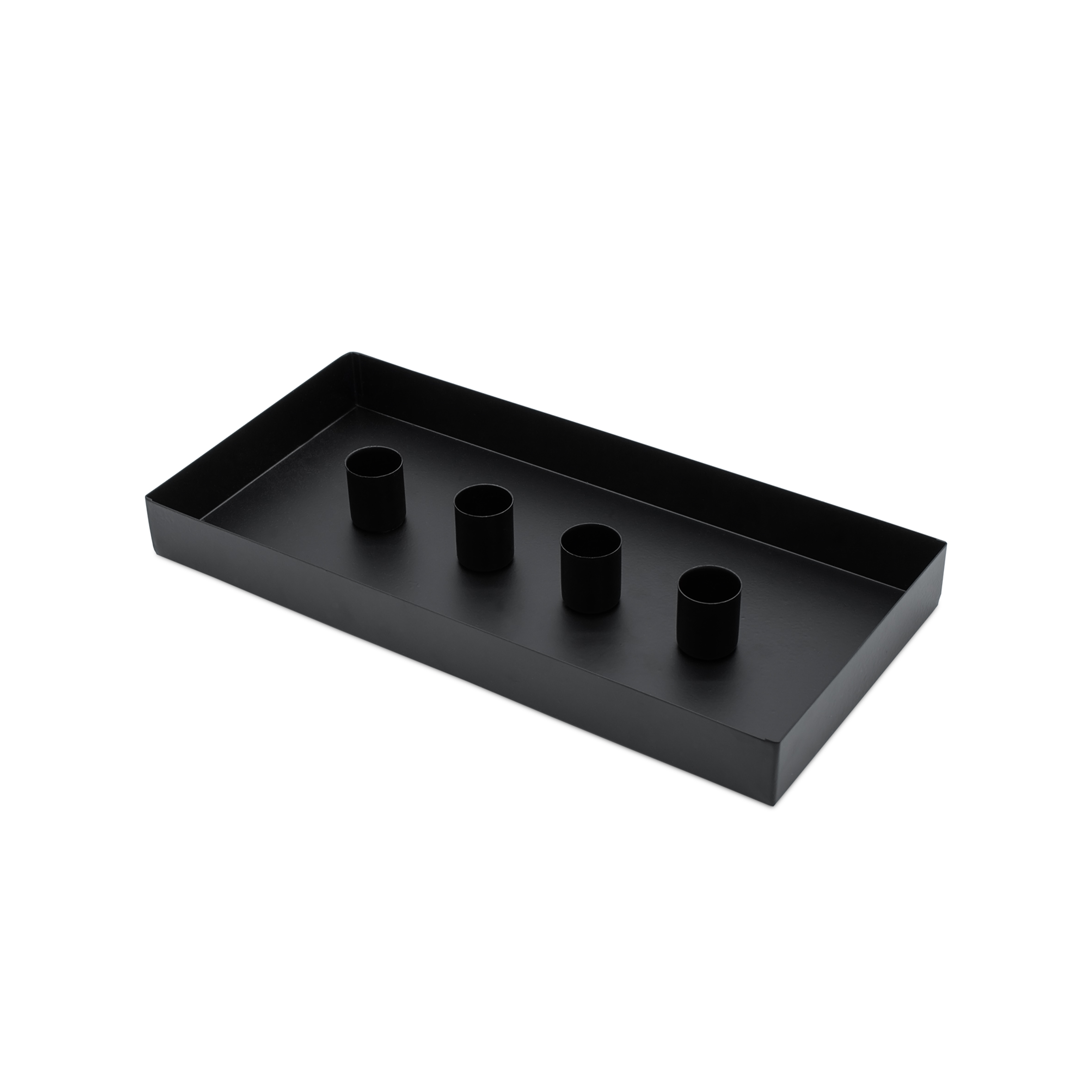 Magnet Kerzentablett schwarz für Stabkerzen - 30 x 15 cm - Metall Kerzenständer mit 4 magnetischen Haltern