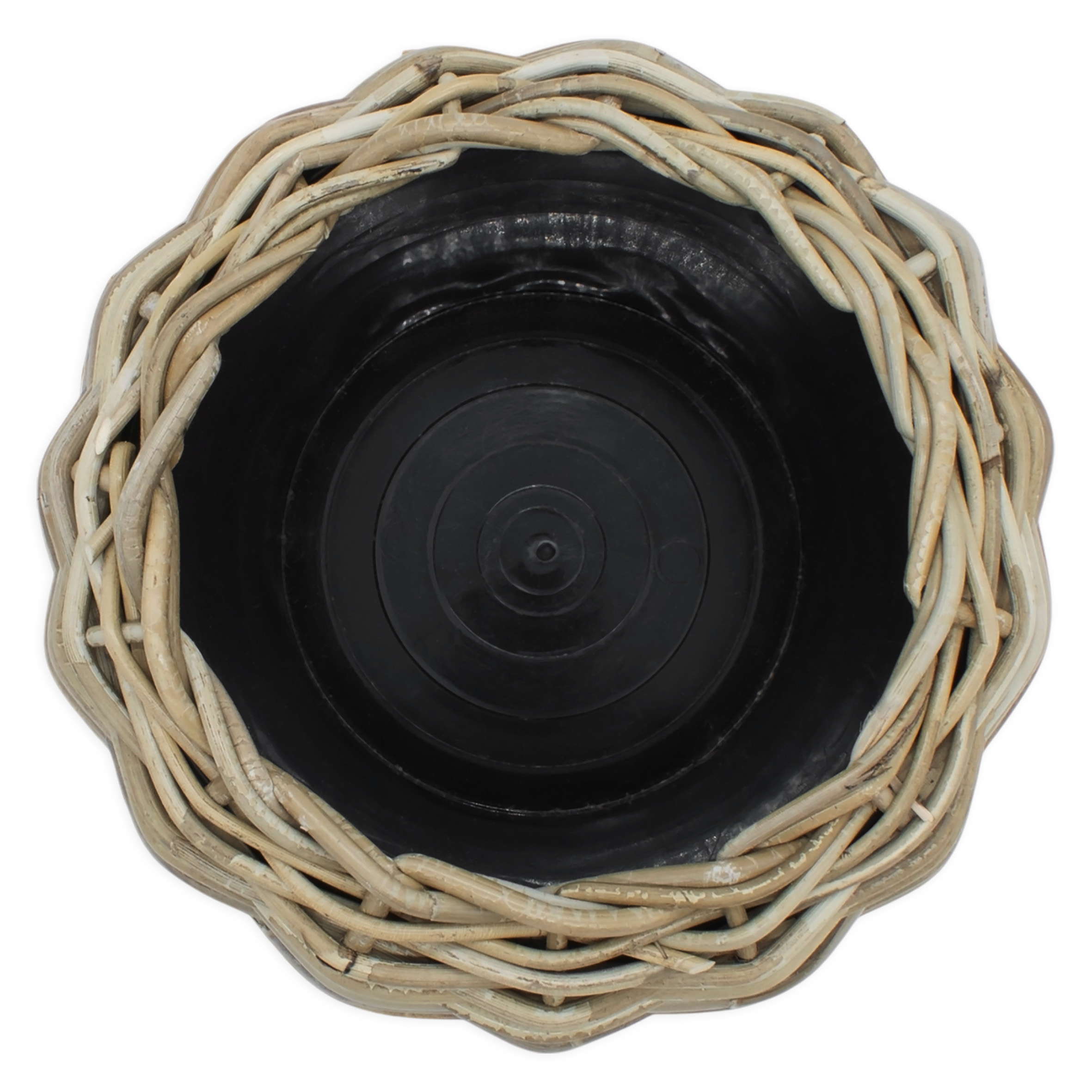Rattan Pflanztopf mit Kunststoff Einsatz - 29 x 19 cm - Garten Deko Blumenkorb shabby natur