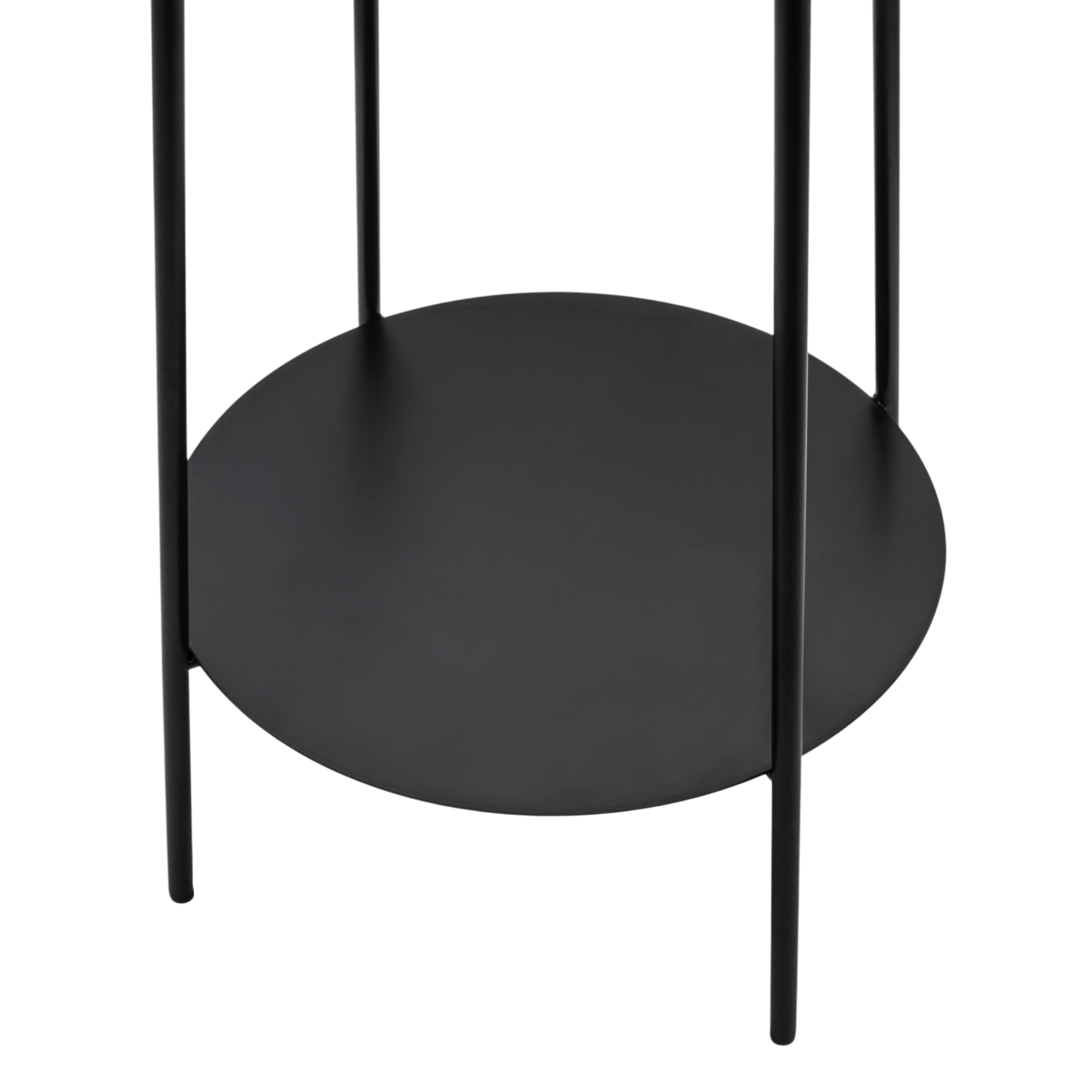Metall Beistelltisch schwarz rund mit 2 Ablagen - 60 x 35 cm - Deko Pflanzenständer klappbar mit 2 Ebenen