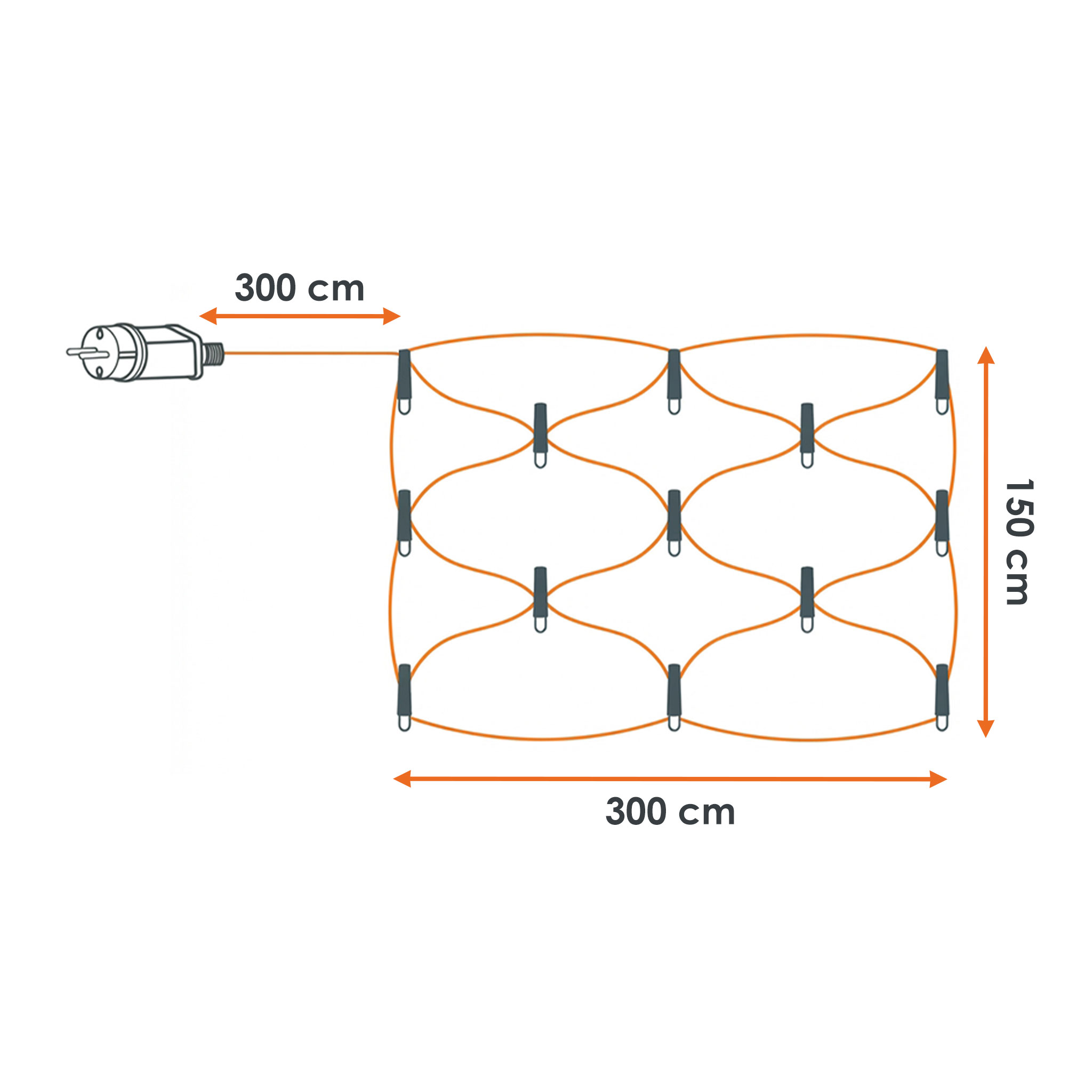 LED Lichternetz 300 x 150 cm für Außen - warm weiß - Garten Deko Lichter Vorhang mit 320 LED