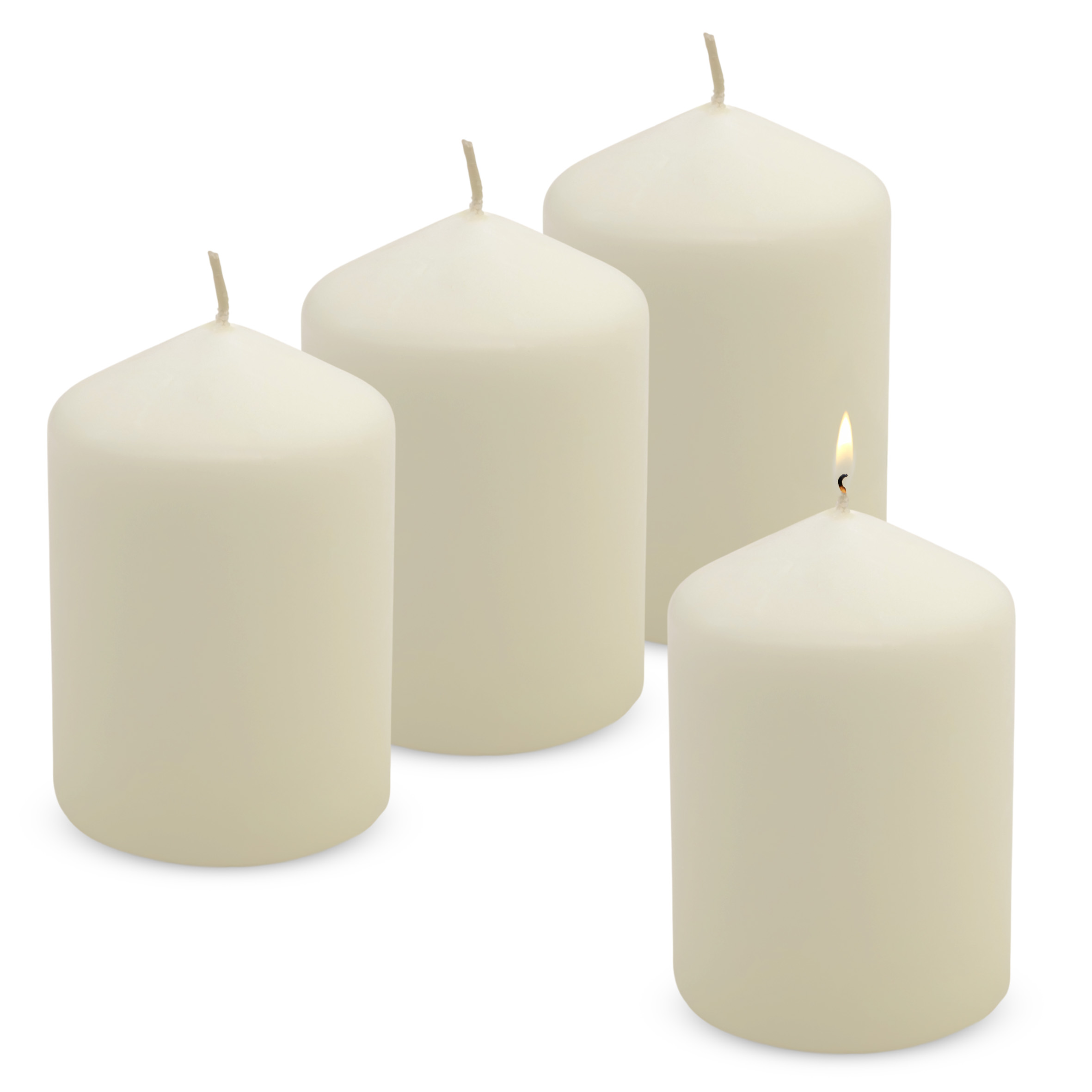 Echtwachs Stumpenkerze 4er Set 10 x 7 cm - creme weiß - Blockkerze für Adventskranz und Laternen