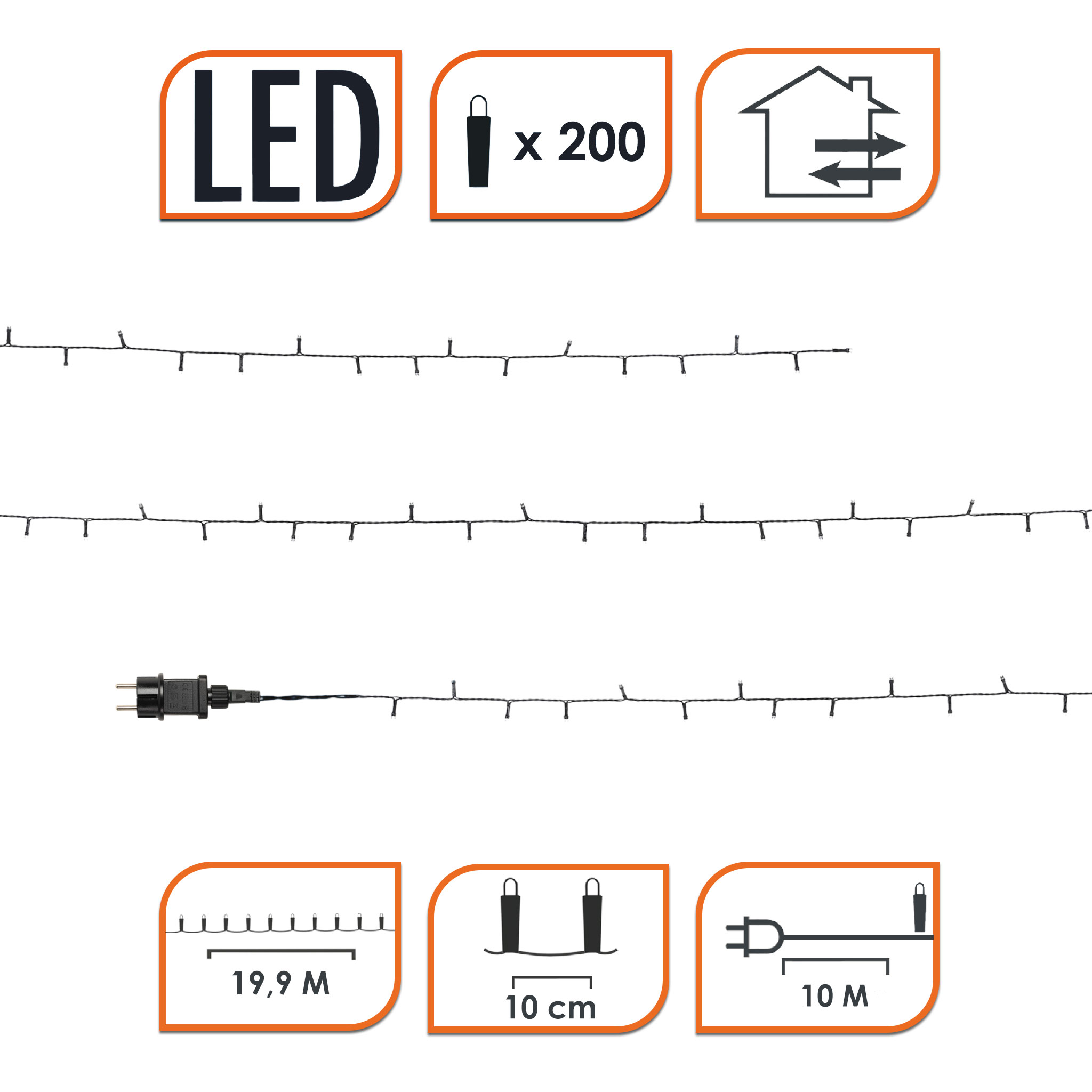 LED Weihnachts Lichterkette warm weiß - 20 m / 200 LED - Garten Deko Beleuchtung