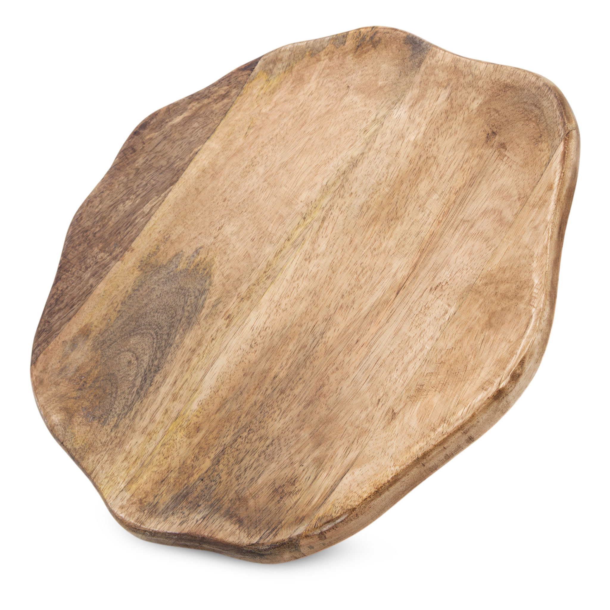 Mango Servierplatte lebensmittelecht mit Naturkante - 30 cm - Holz Tablett rustikal mit natürlicher Form