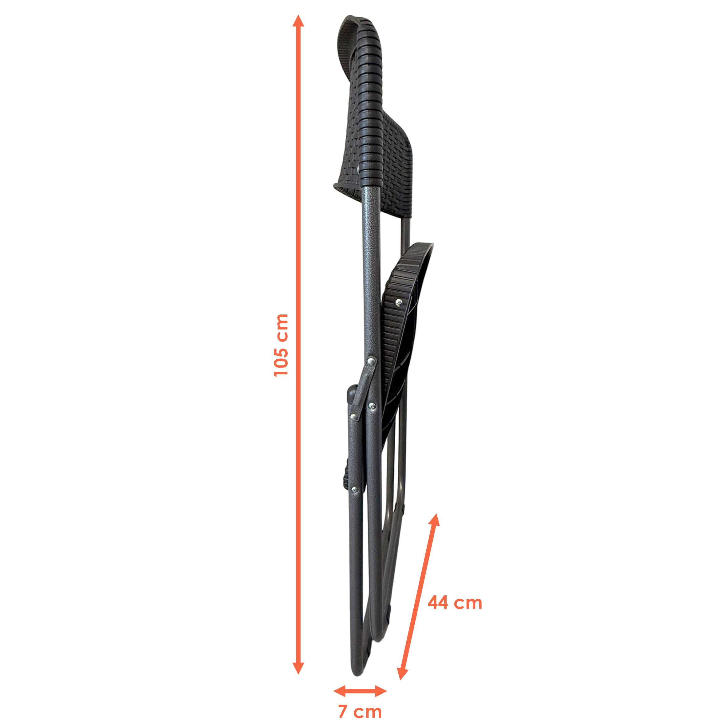 Klappstuhl im Rattan Design schwarz 4er Set - 82 x 46 cm - Gartenstuhl mit Rückenlehne klappbar in Flechtoptik