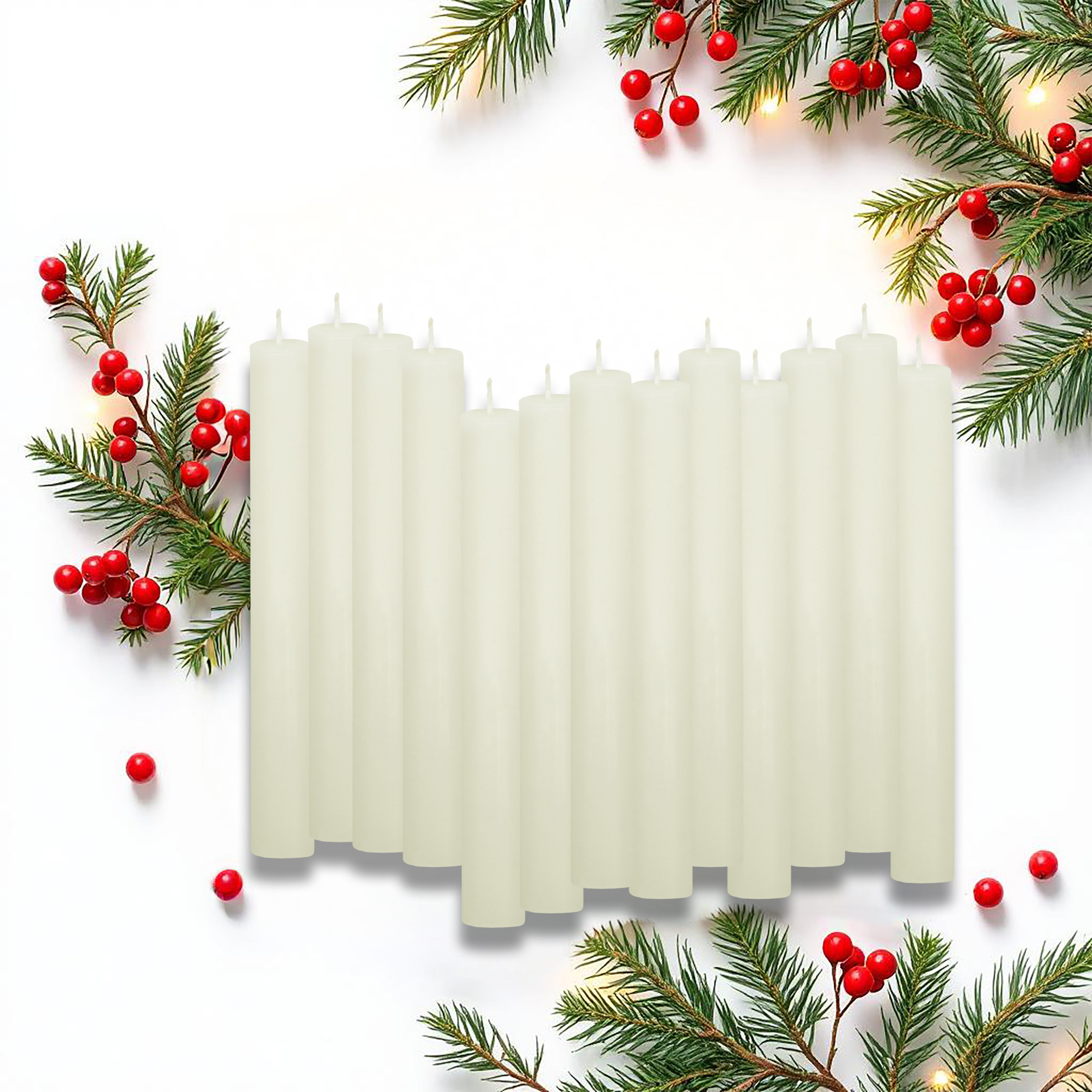 Echtwachs Stabkerzen klassisch 40er Pack - creme weiß - Festtags Tafelkerzen Set 17,5 cm Höhe