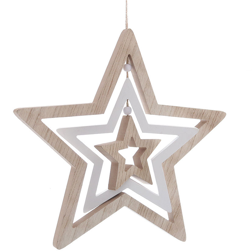 Deko Mobile aus Holz - Motiv: Stern / 36 cm