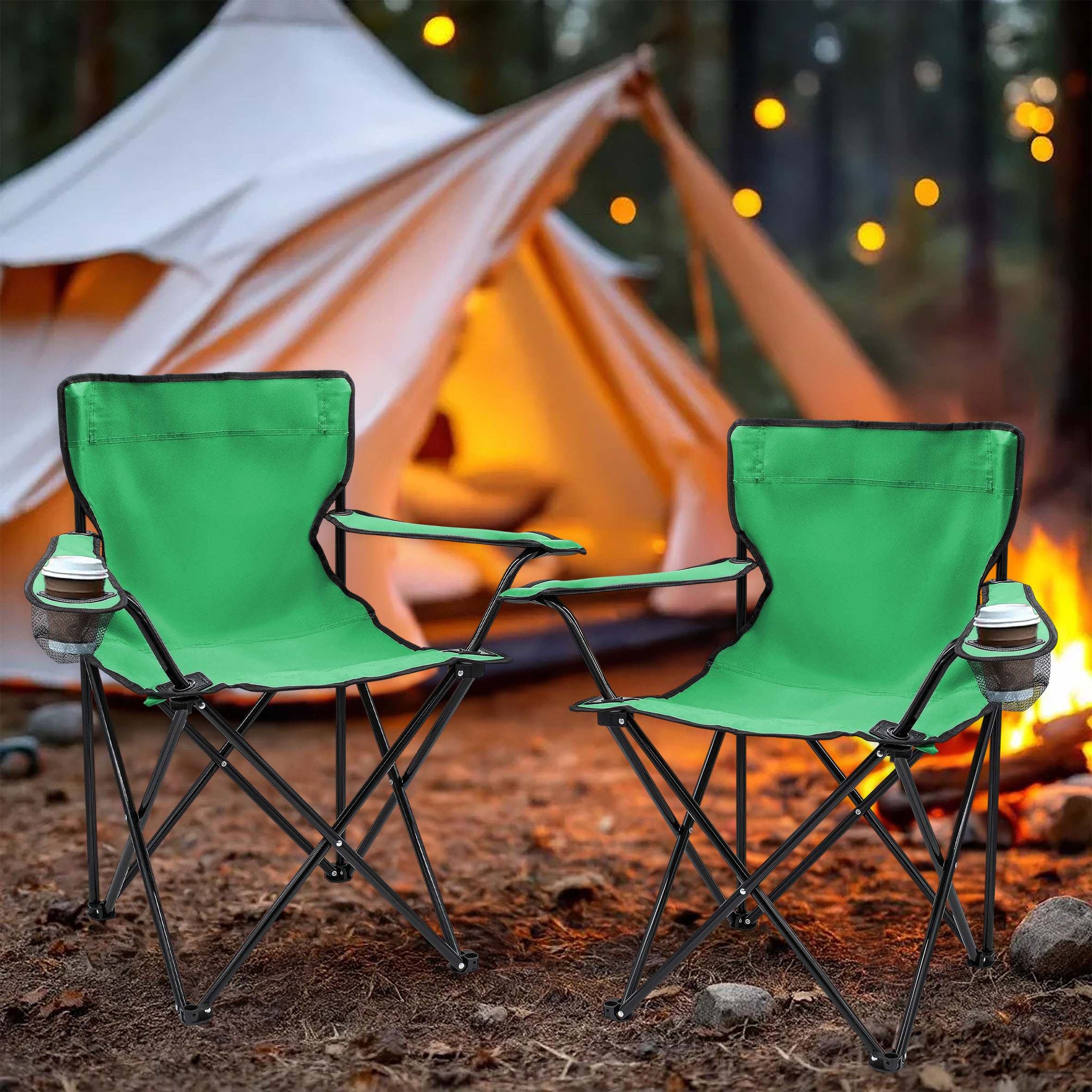 Campingstuhl mit Getränkehalter - 9 verschiedene Farben - Camping Strand und Garten Klappstuhl