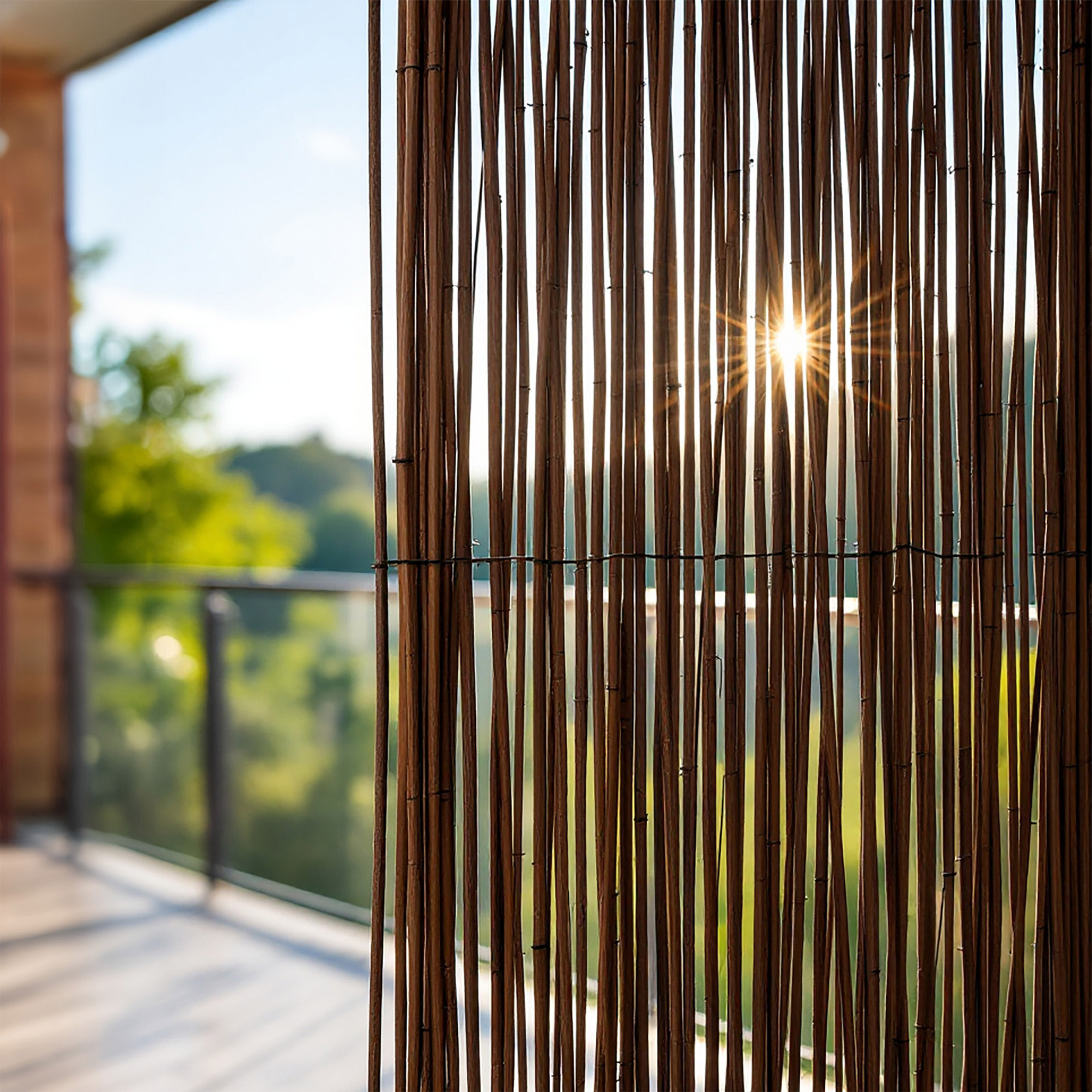 Balkon Sichtschutz Matte aus Weide - 250 x 75 cm - Holz Windschutz Zaun blickdicht