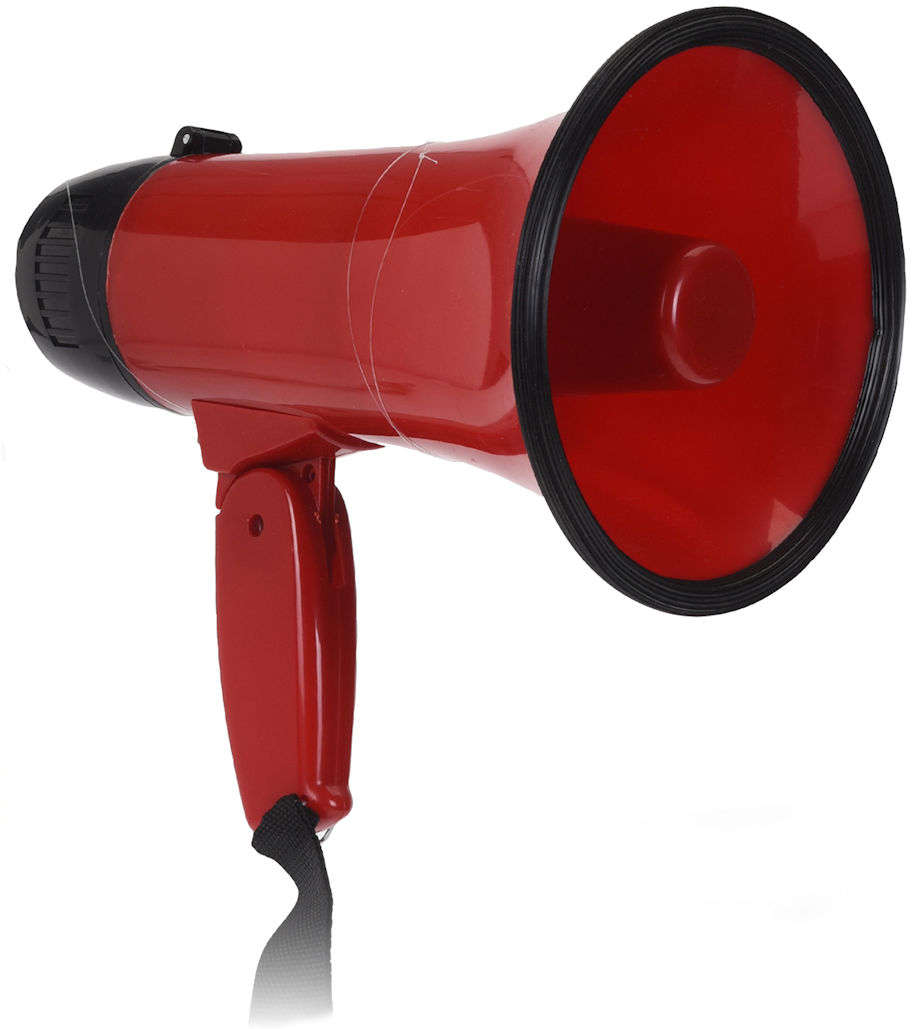 Megafon mit Sirene - 22 x 14 cm - Mikrofon Spachrohr mit Tragegurt