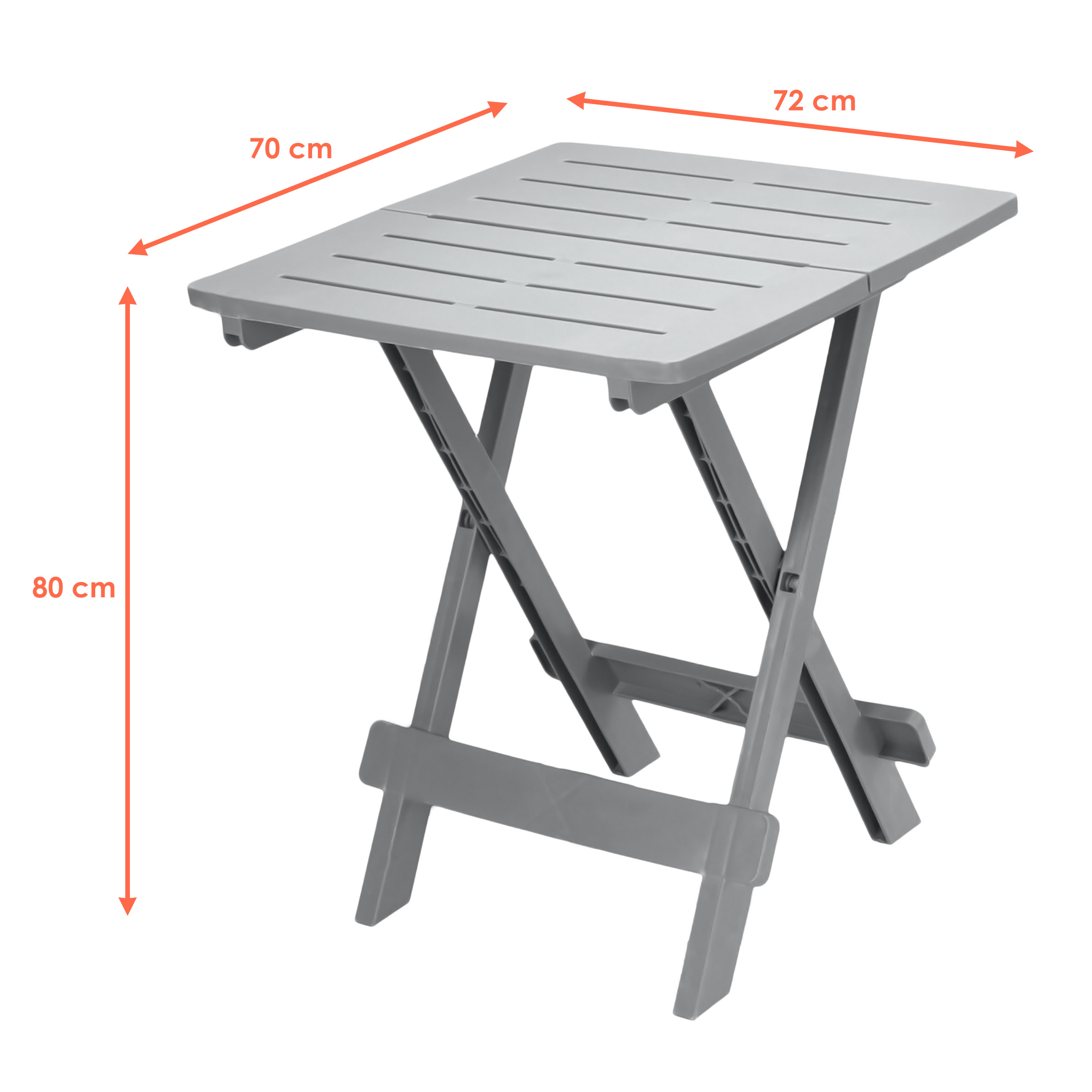 Klapptisch grau - 72 cm - Kunststoff Garten Beistelltisch