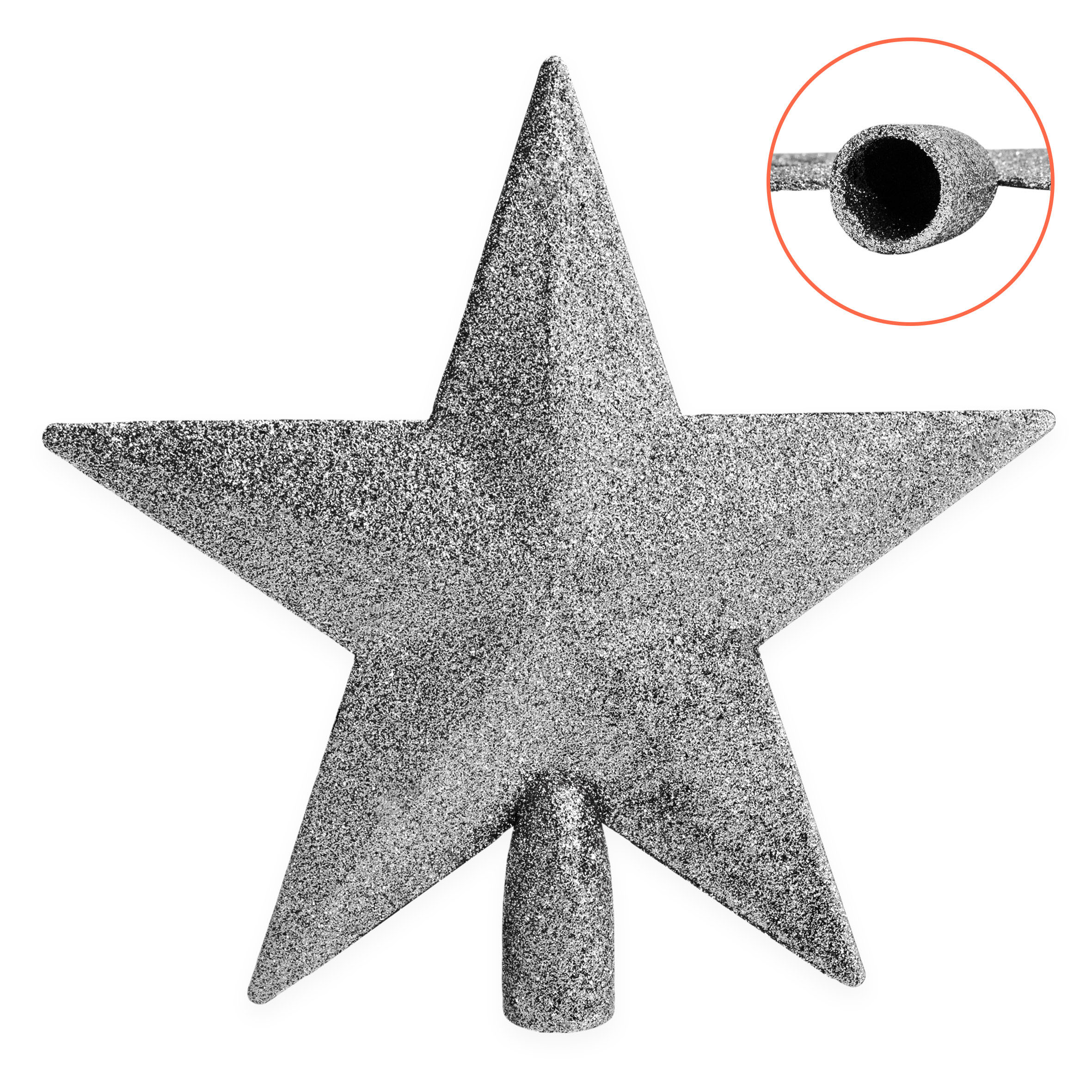 Weihnachtsbaum Spitze 20 cm mit Glitzer - silber -   Christbaumspitze 3D Weihnachtsstern