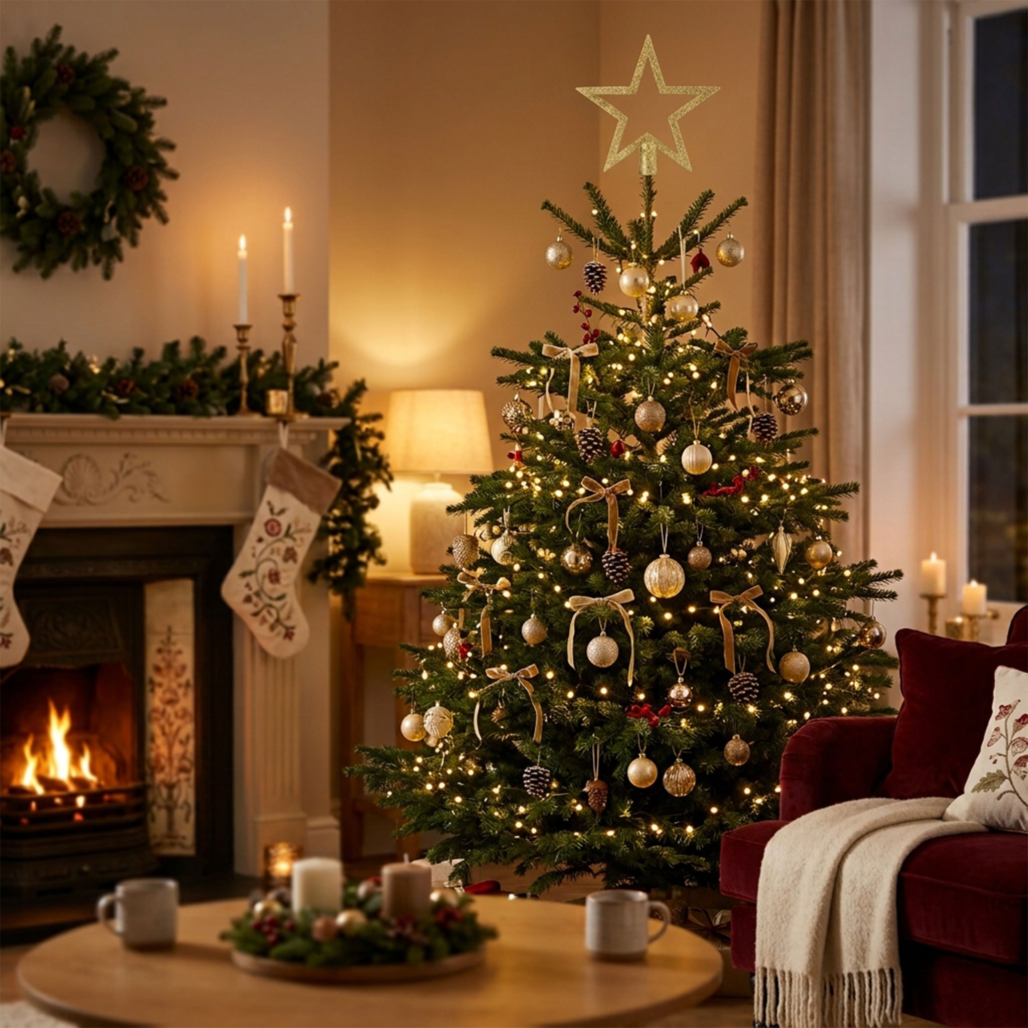 Spitze Weihnachtsbaum mit Glitzer - gold - Modell wählbar