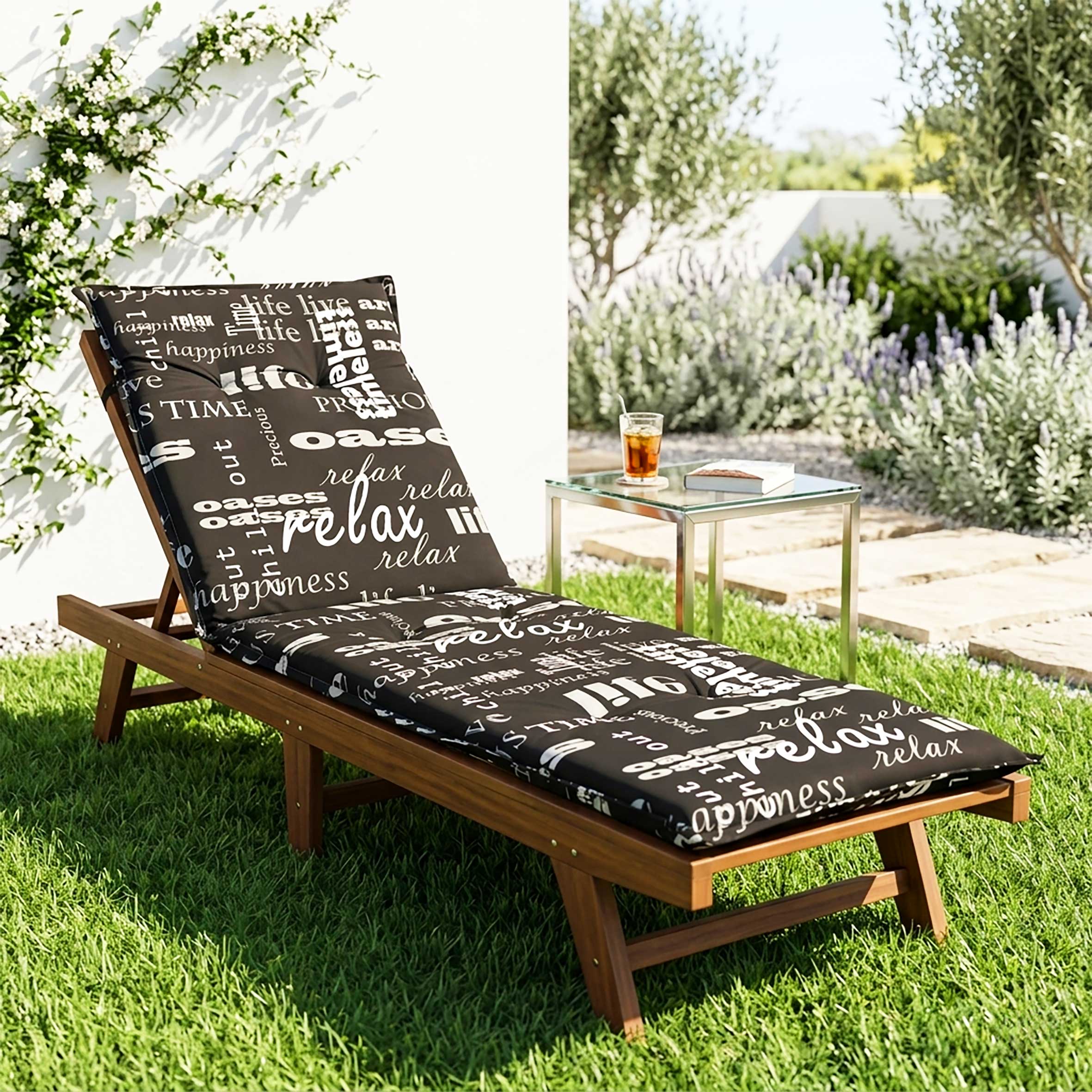 Sonnenliegen Polster Auflage mit verschiedenen Designs - 190 x 60 cm - Universal Kissen für Gartenliegen