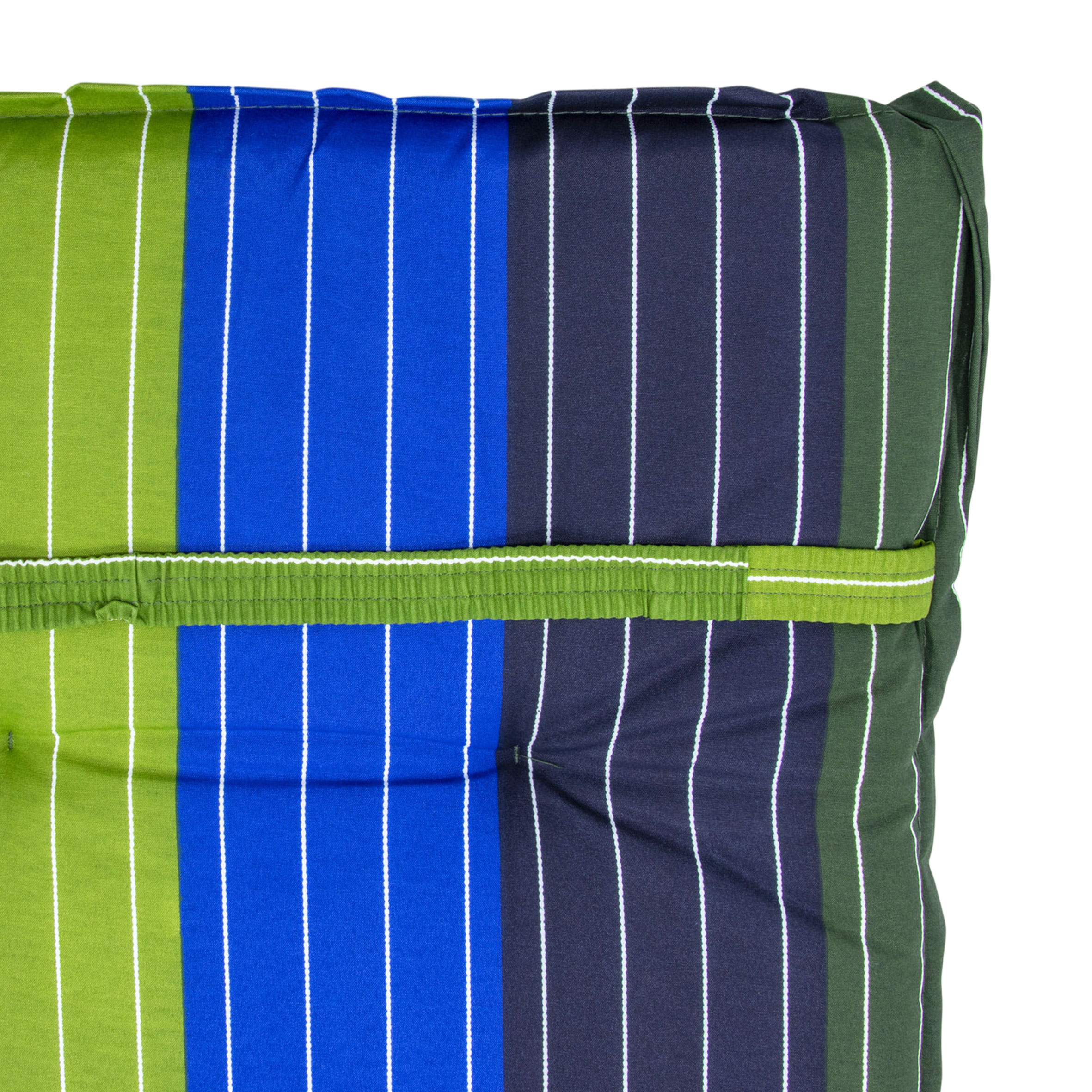 Universal Niedriglehner Polster Auflage 100 x 50 cm - Rügen - Gartenstuhl Kissen grün-blau gestreift