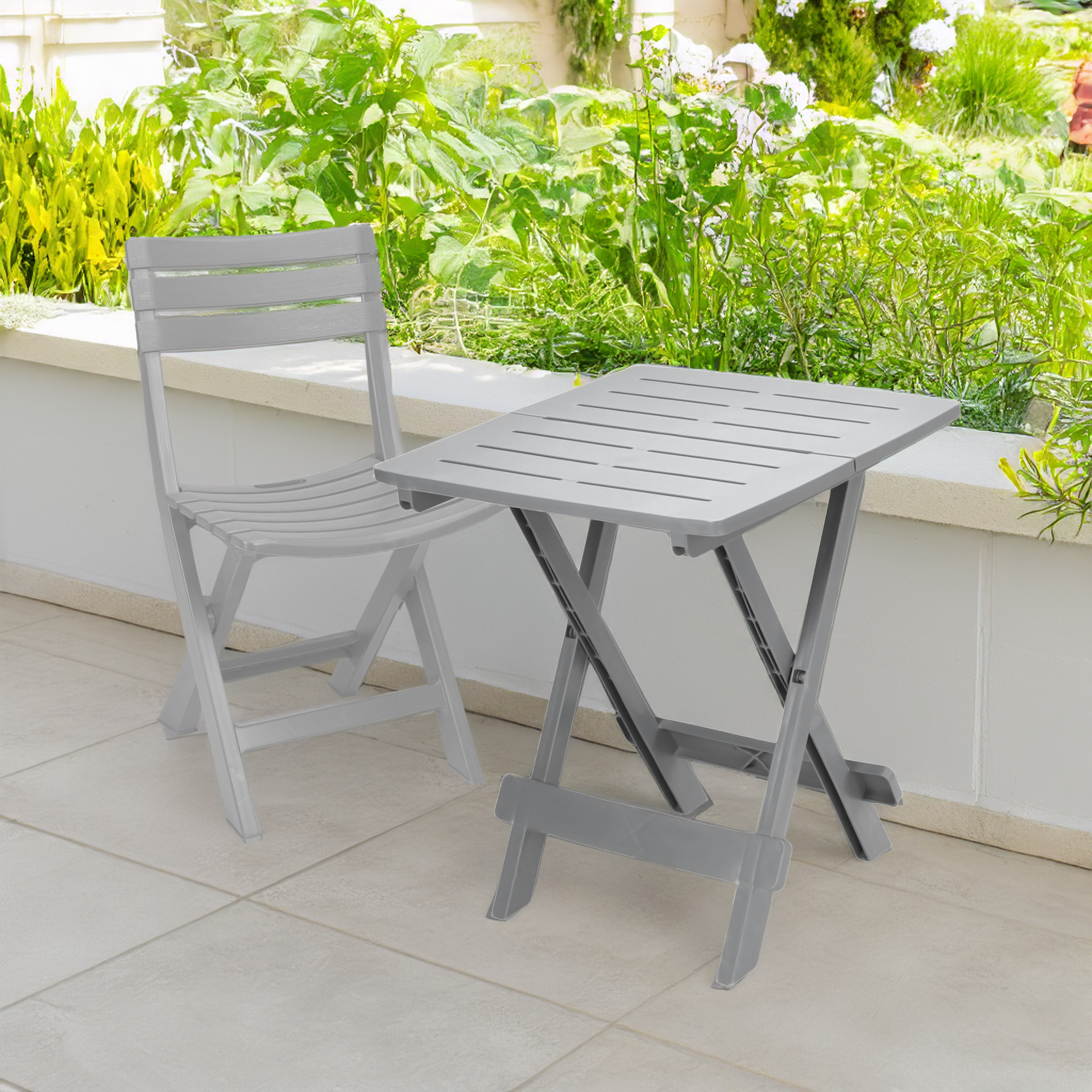 Klapptisch grau - 72 cm - Kunststoff Garten Beistelltisch