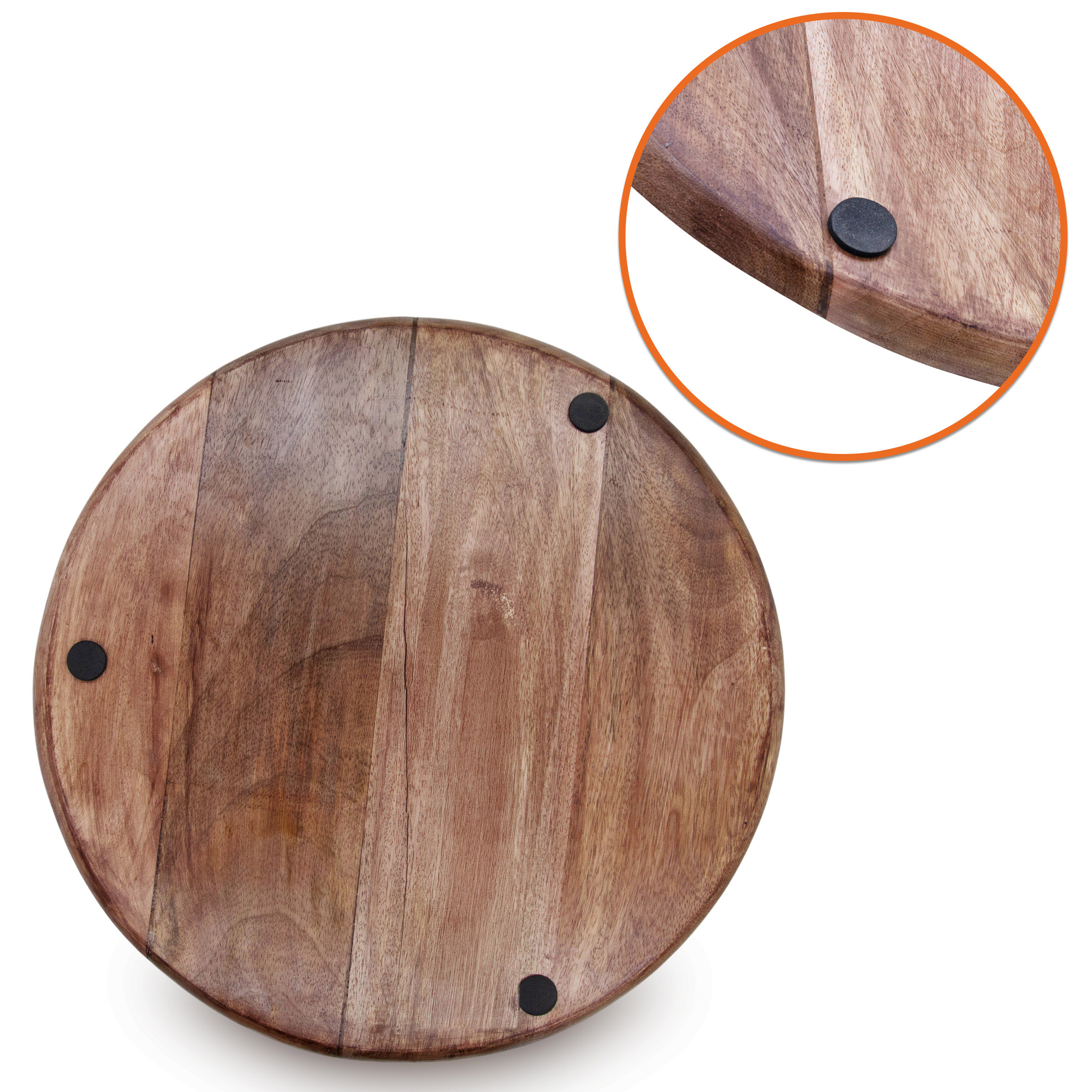 Walnussholz Dekotablett natur rund - 38 cm - Massivholz Servierteller glatt geschliffen