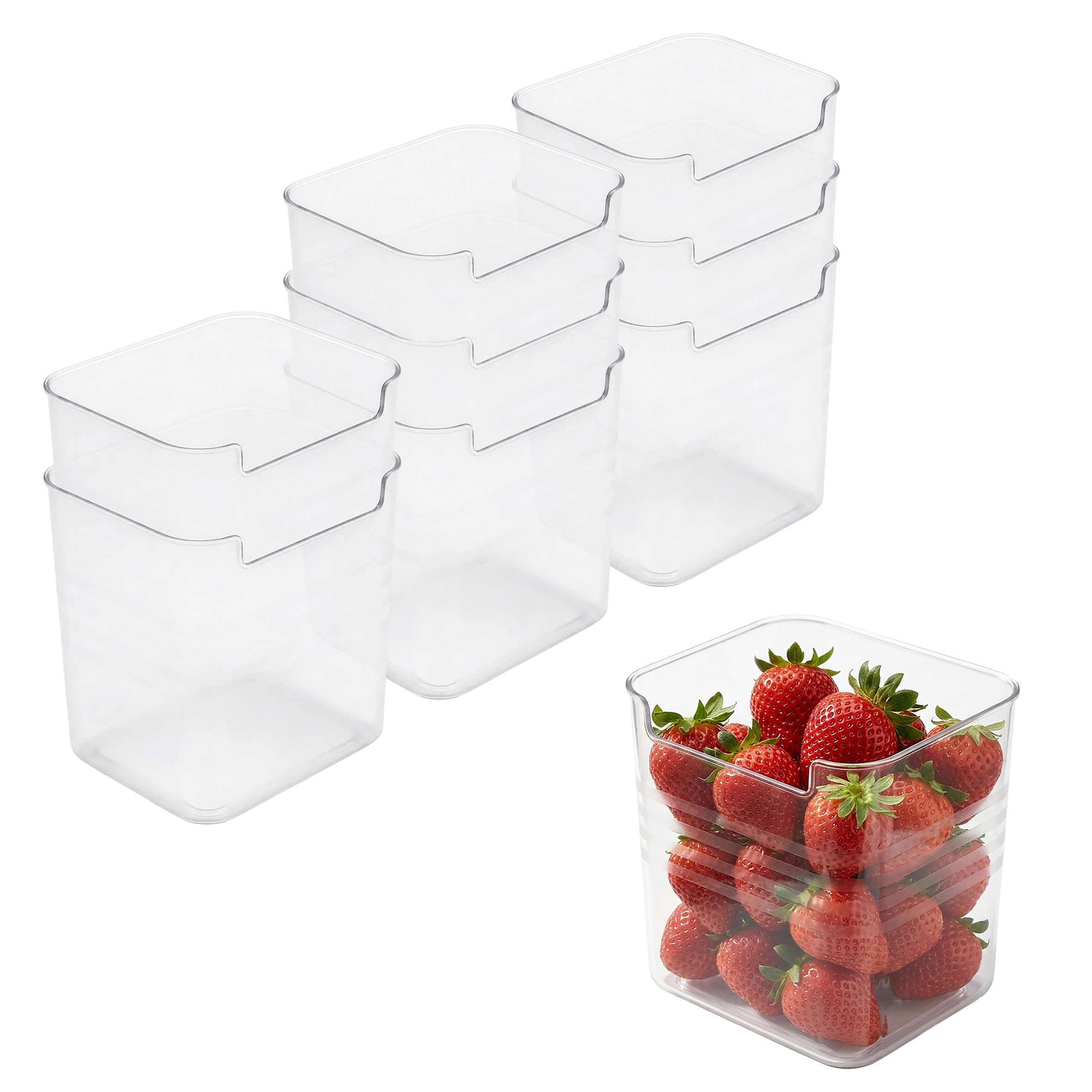 Kunststoff Kühlschrank Organizer klein 12 x 11 cm transparent - 9er Set - Aufbewahrungsbox für die Küche lebensmittelecht